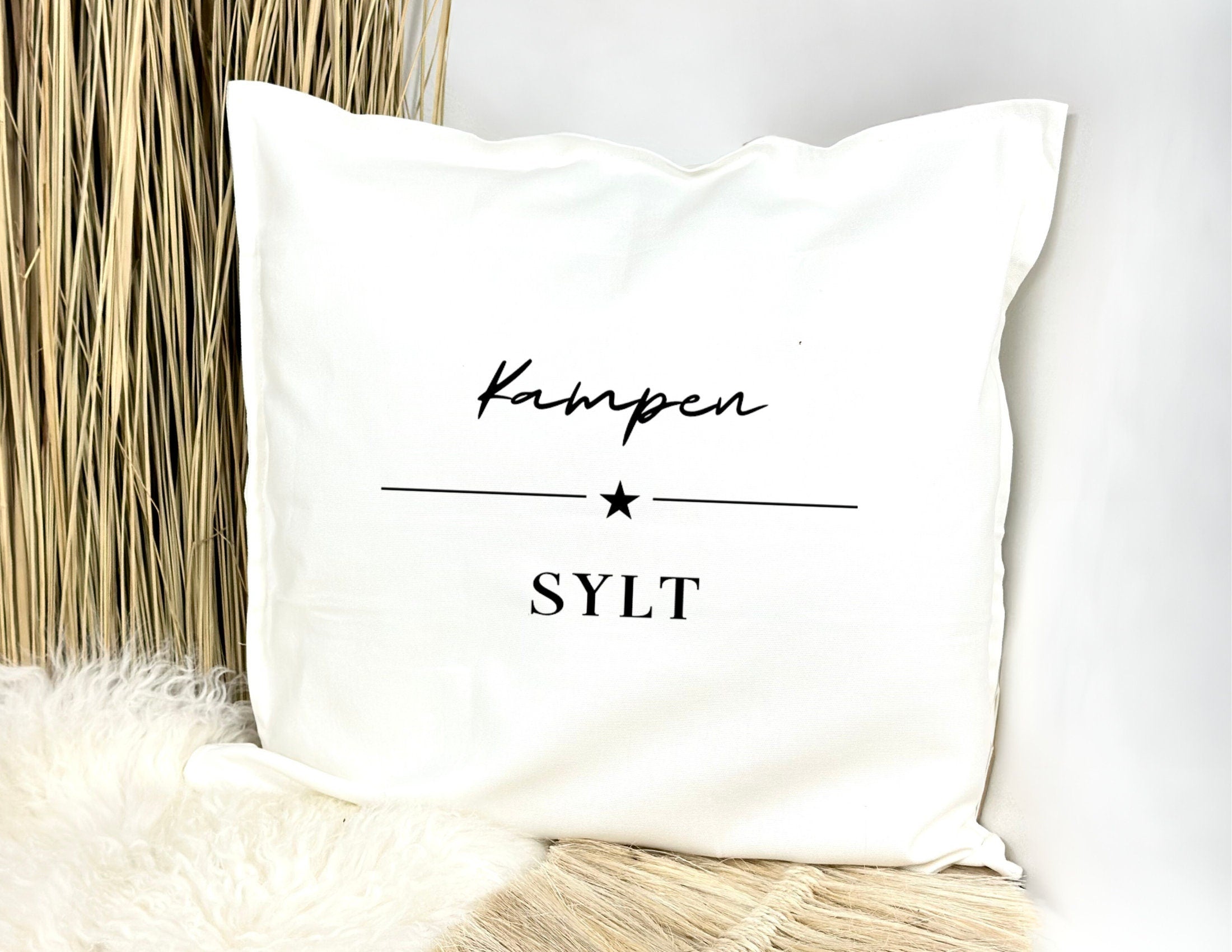 Kissen | Kampen Sylt | Baumwolle Kissenbezug | Hamptons Style | Strandhaus | maritime Deko