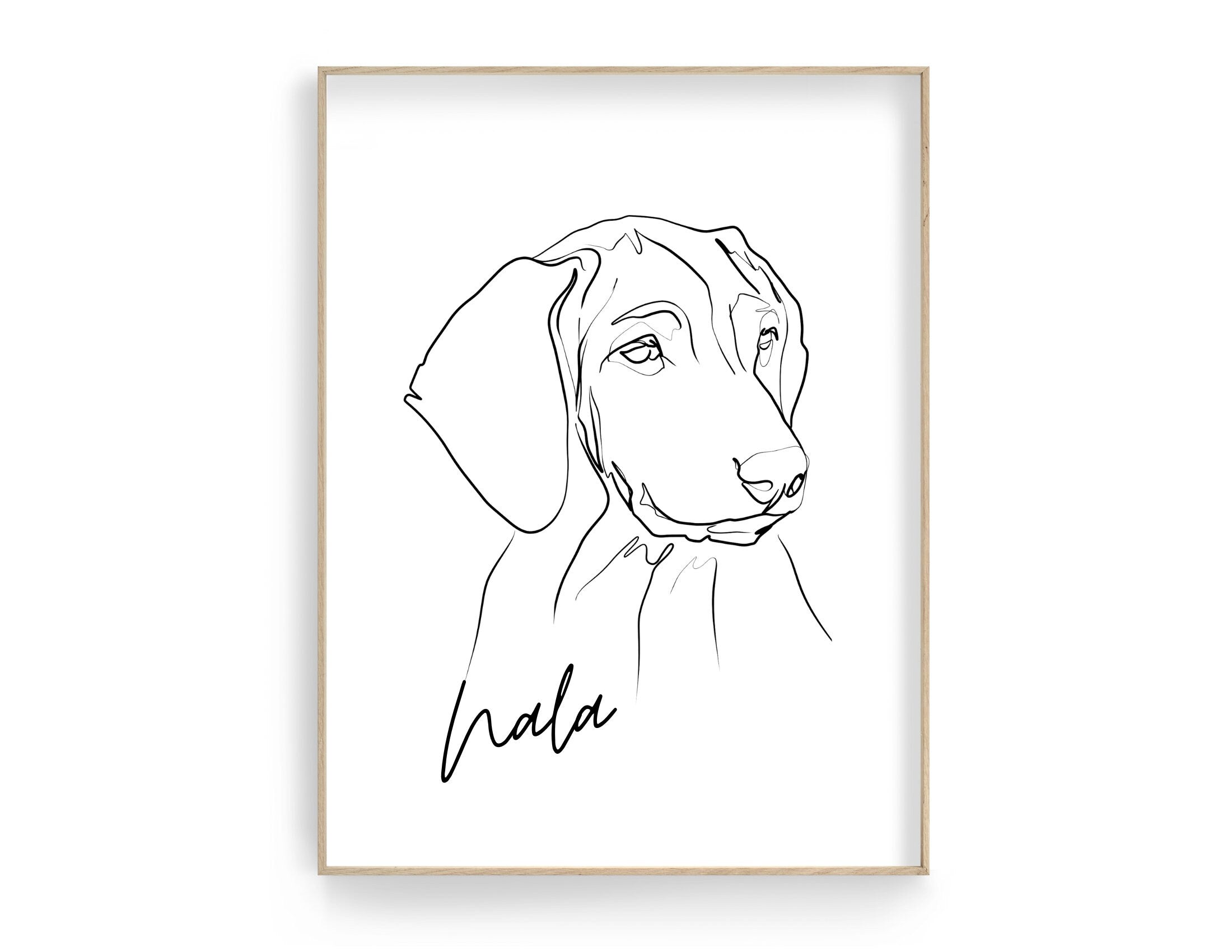 Hunde Portrait | One Line Art | Haustier Portrait | Benutzerdefiniert | Tierportrait Name | Auch als Gutschein