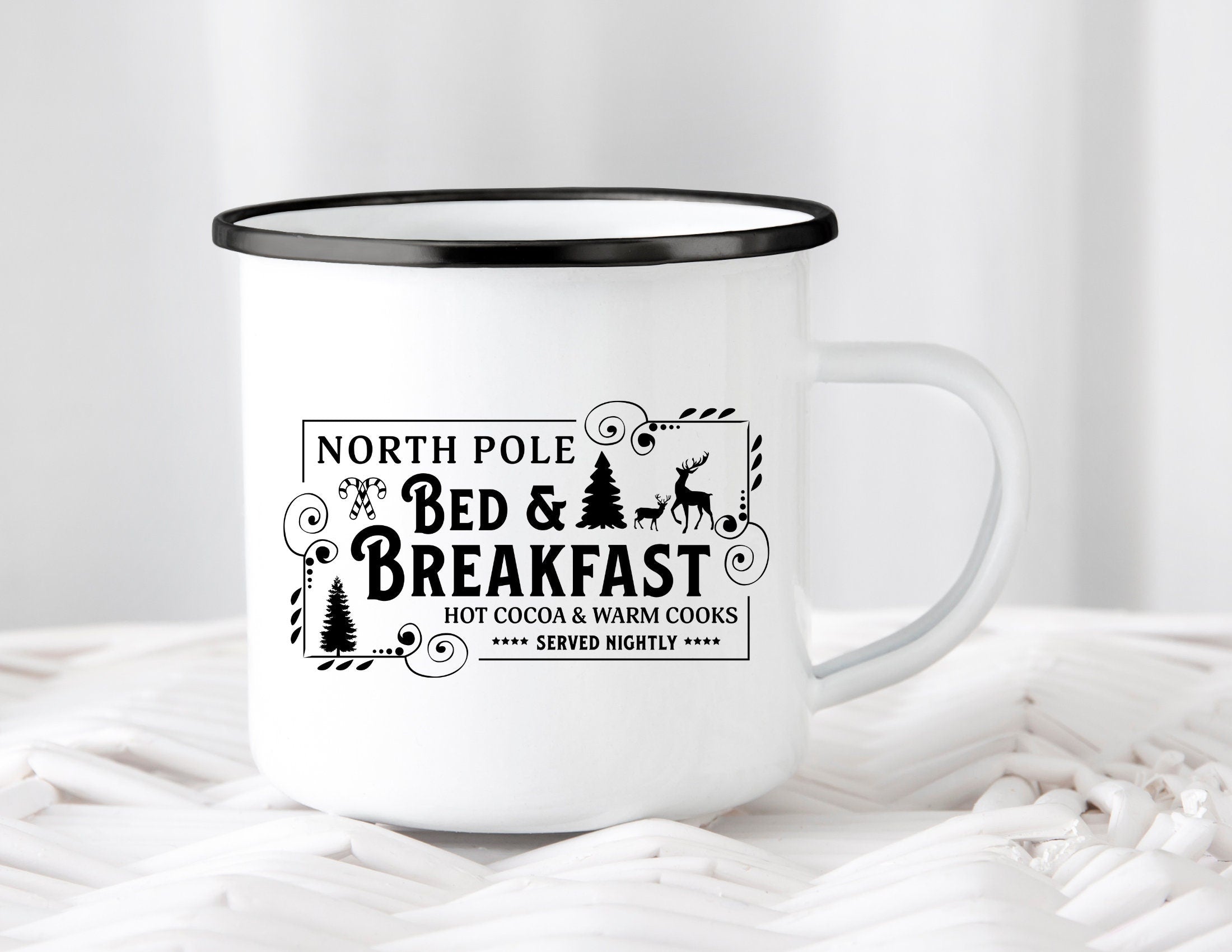 Emaille Tasse | Vintage Weihnachtsmotiv | North Pole | Emaillebecher