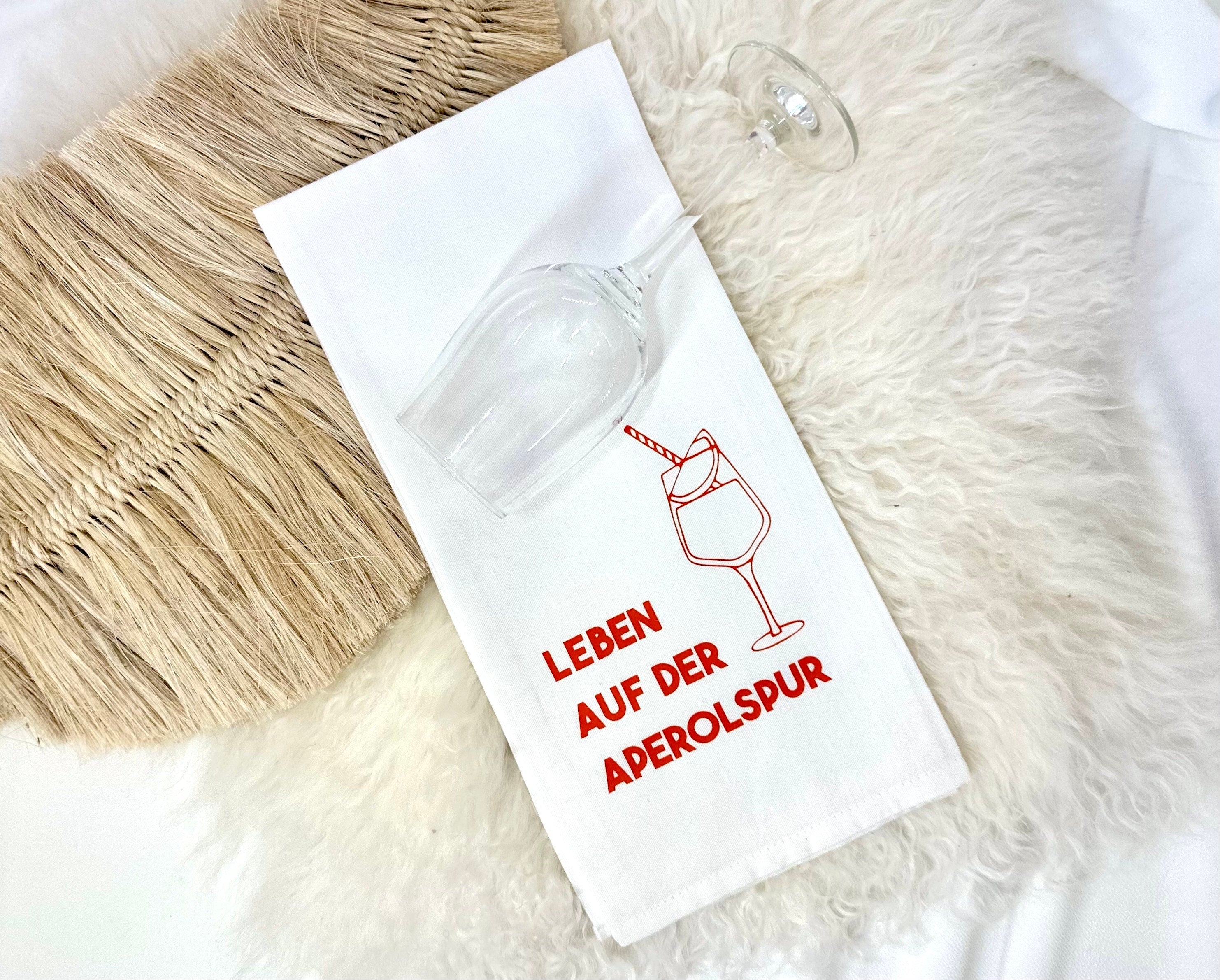 Geschirrtuch | Leben auf der Aperolspur | lustiger Spruch | in weiß oder schwarz