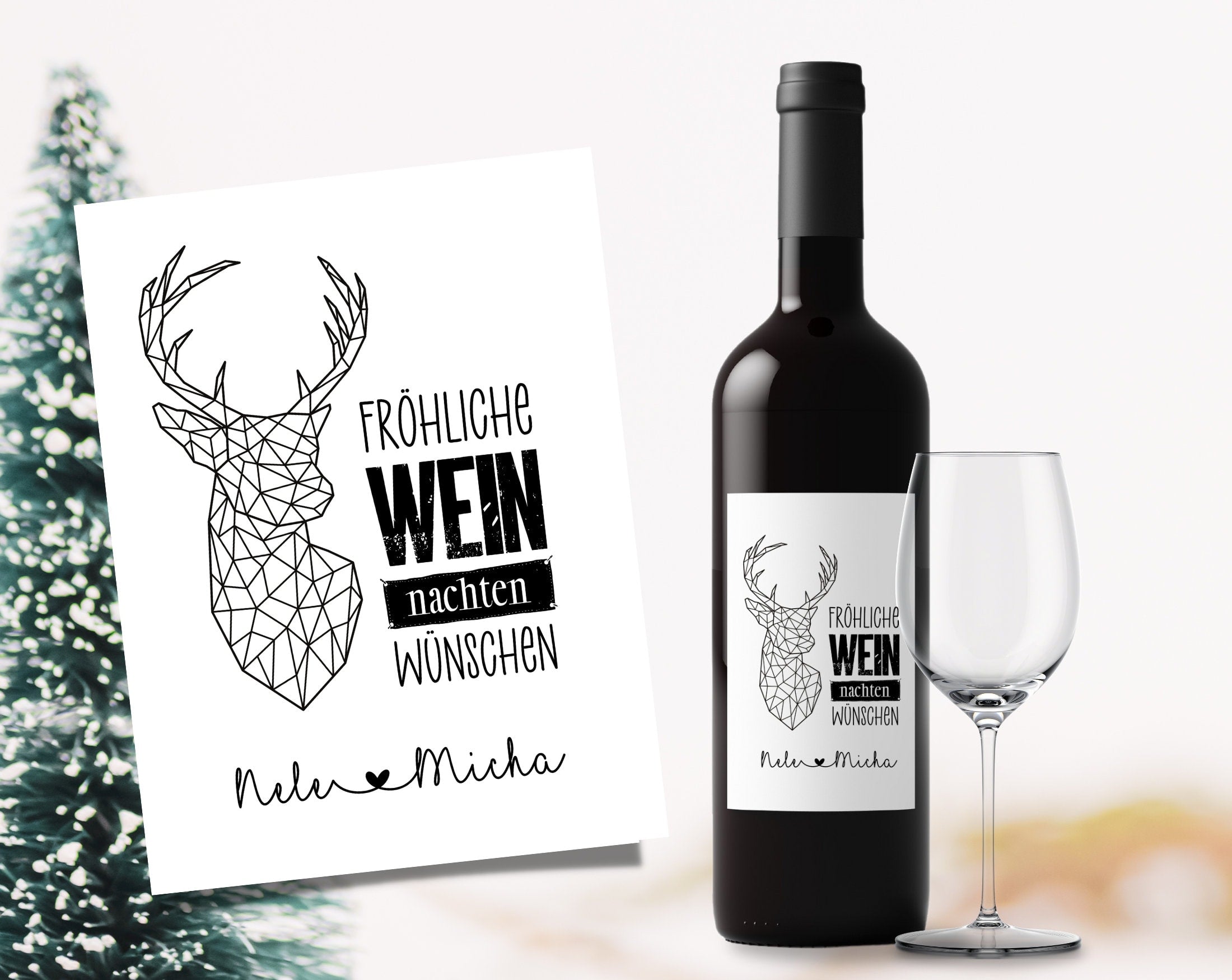 Weinflaschen Etikett | Geschenk Weihnachten personalisiert