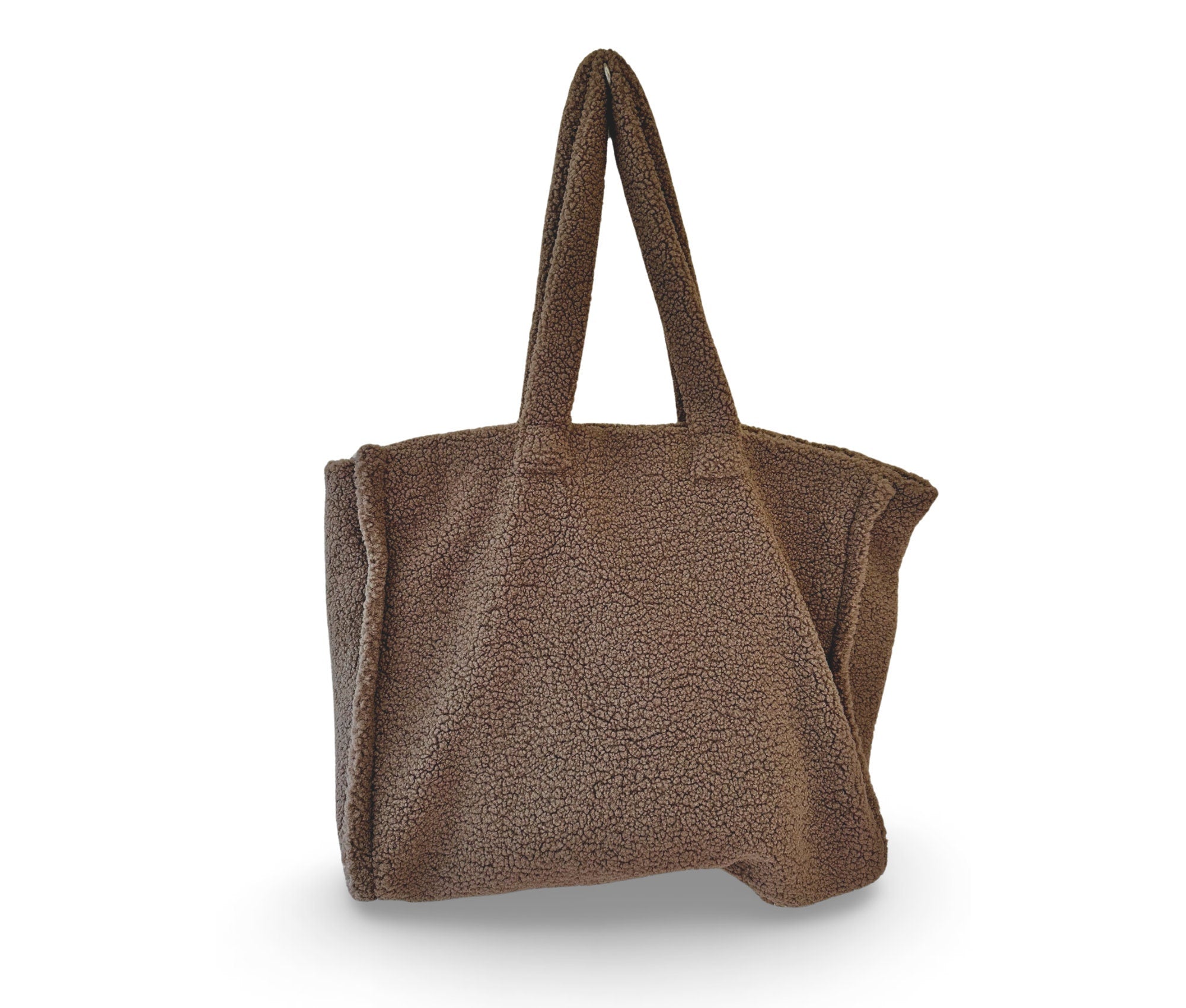 Tasche Teddyfell | Plüsch Shopper | Teddytasche, braun, grau