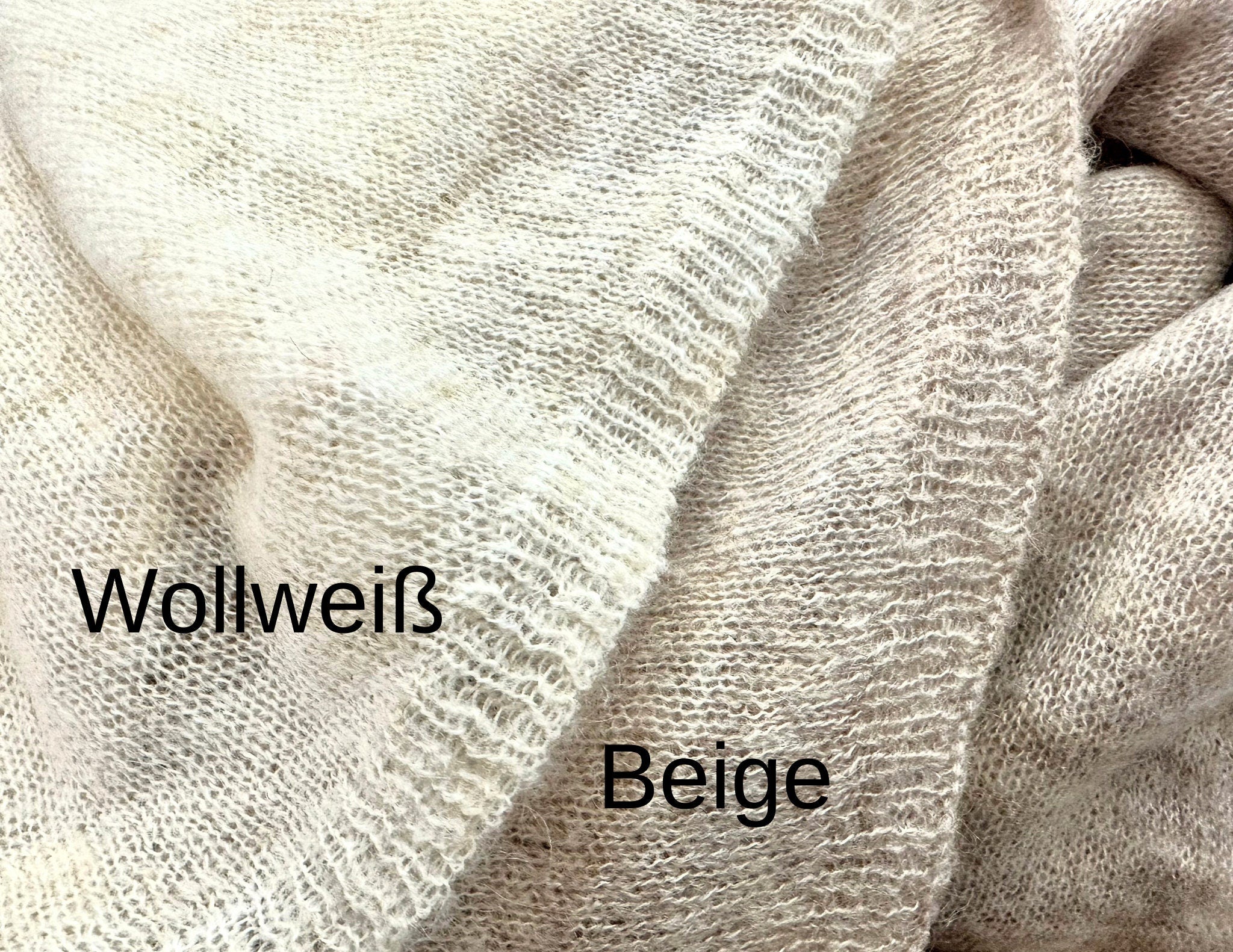 Schal gestrickt | Mohair & Cashmere | beige | 230 x 100 cm