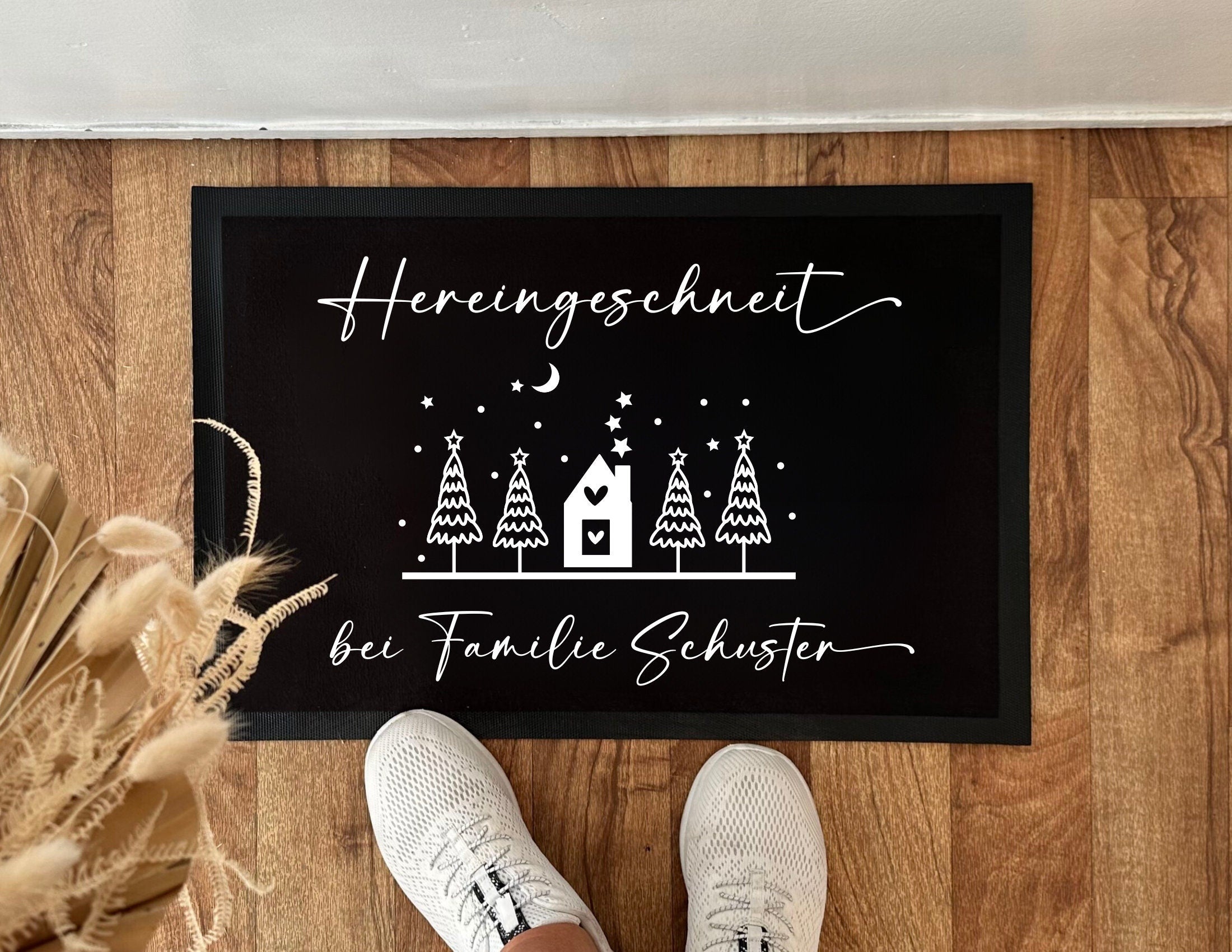 Fußmatte Weihnachten | Hereingeschneit | Personalisierbarer Fußabtreter