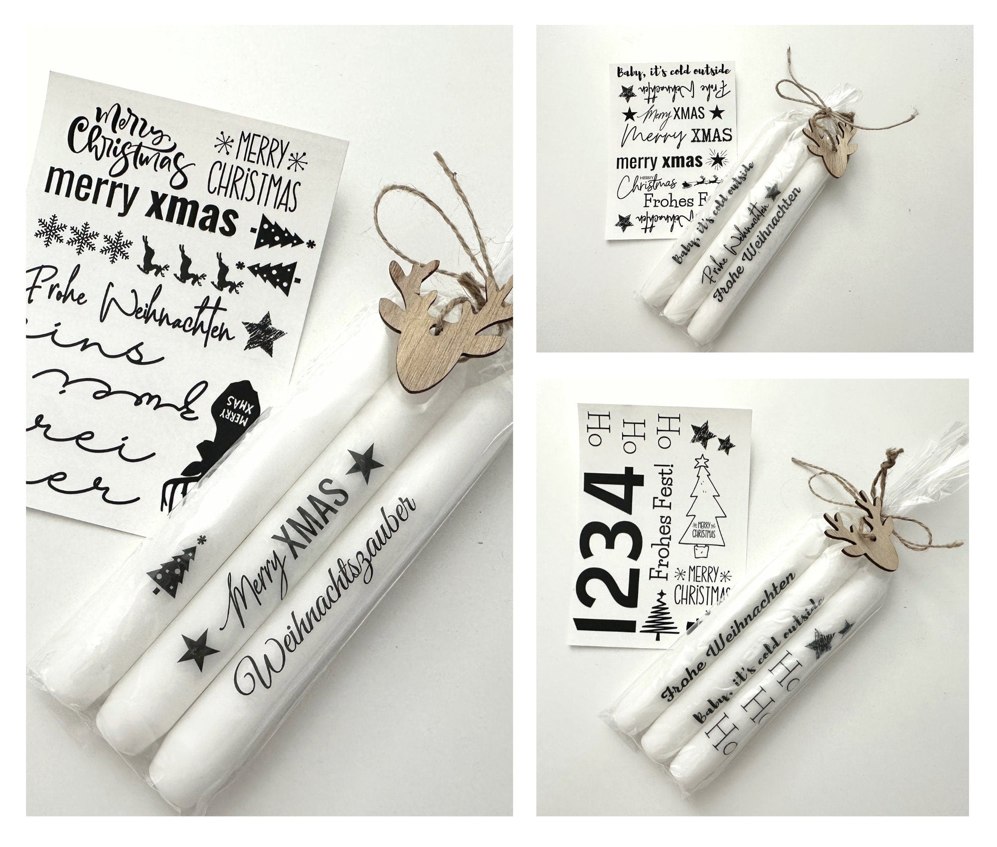 Weihnachtskerzen | Tattoos für Kerzen | DIY Weihnachten Kerzensticker