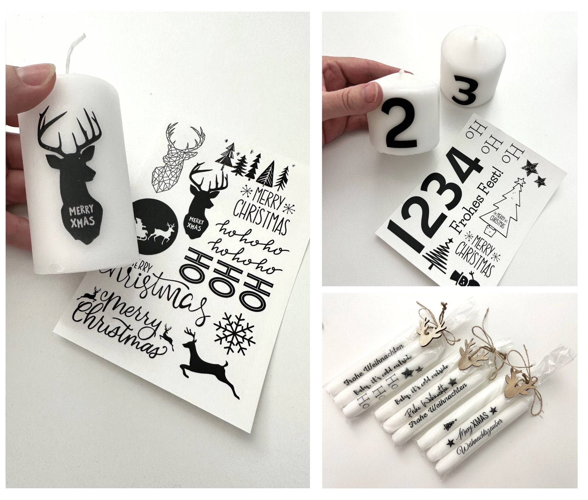 Weihnachtskerzen | Tattoos für Kerzen | DIY Weihnachten Kerzensticker