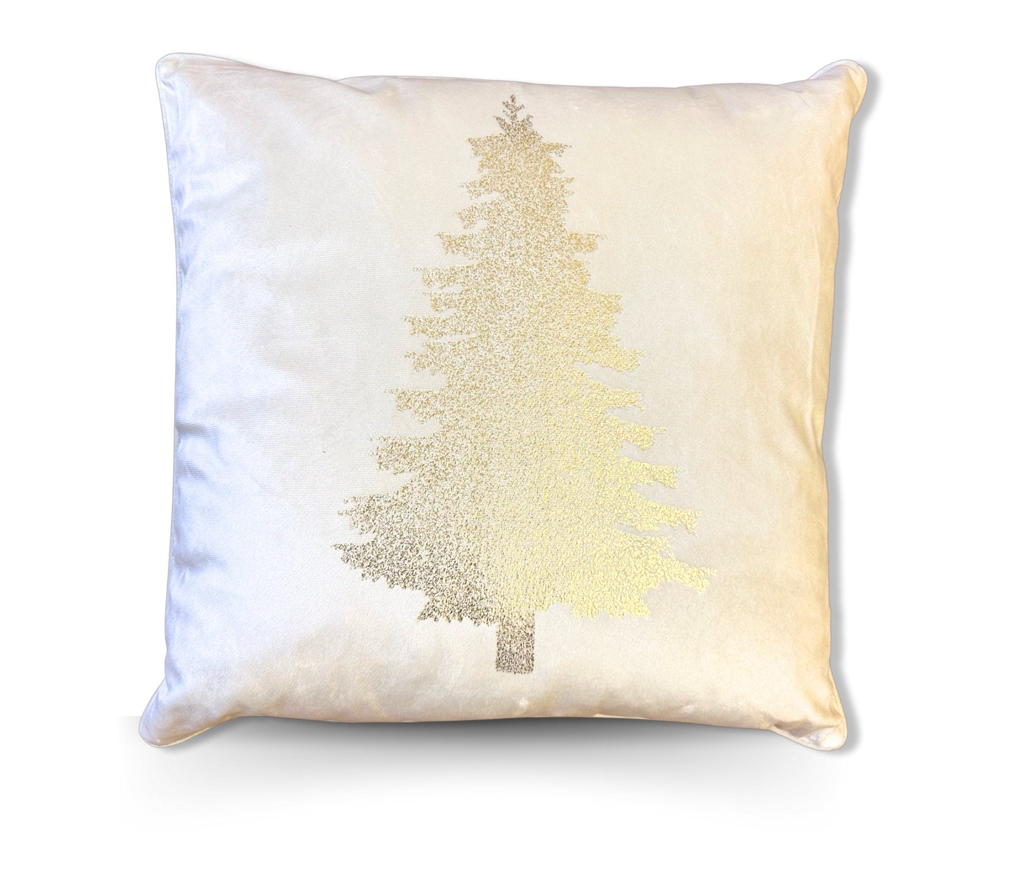 Kissen | Weihnachten | Tanne | Christmas | Samt creme gold