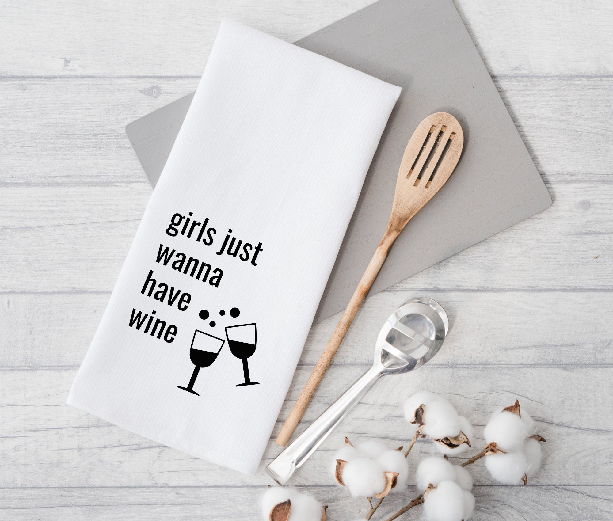 Geschirrtuch | Girls just wanna have wine | lustiger Spruch