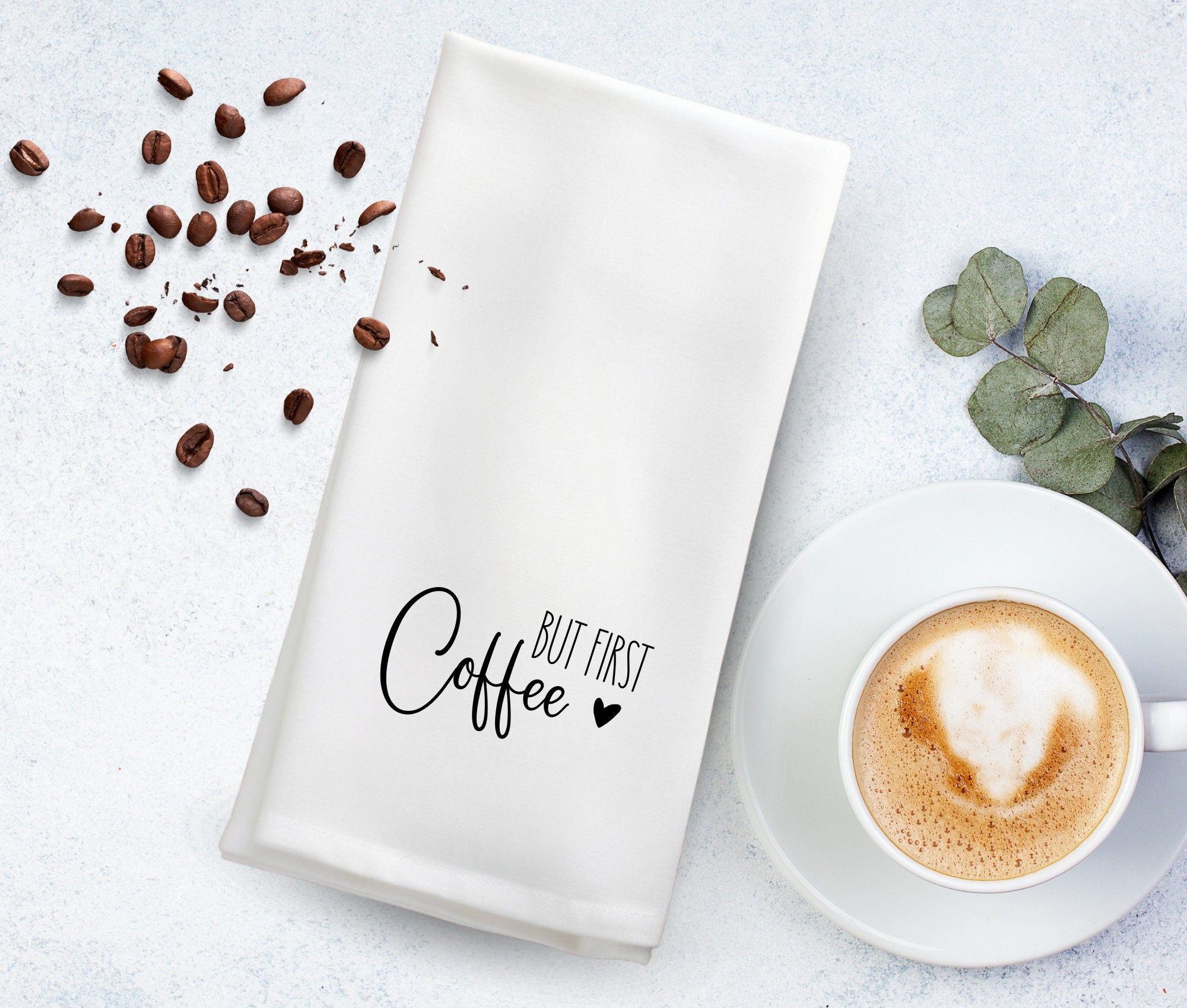 Geschirrtuch | But First Coffee | lustiger Spruch