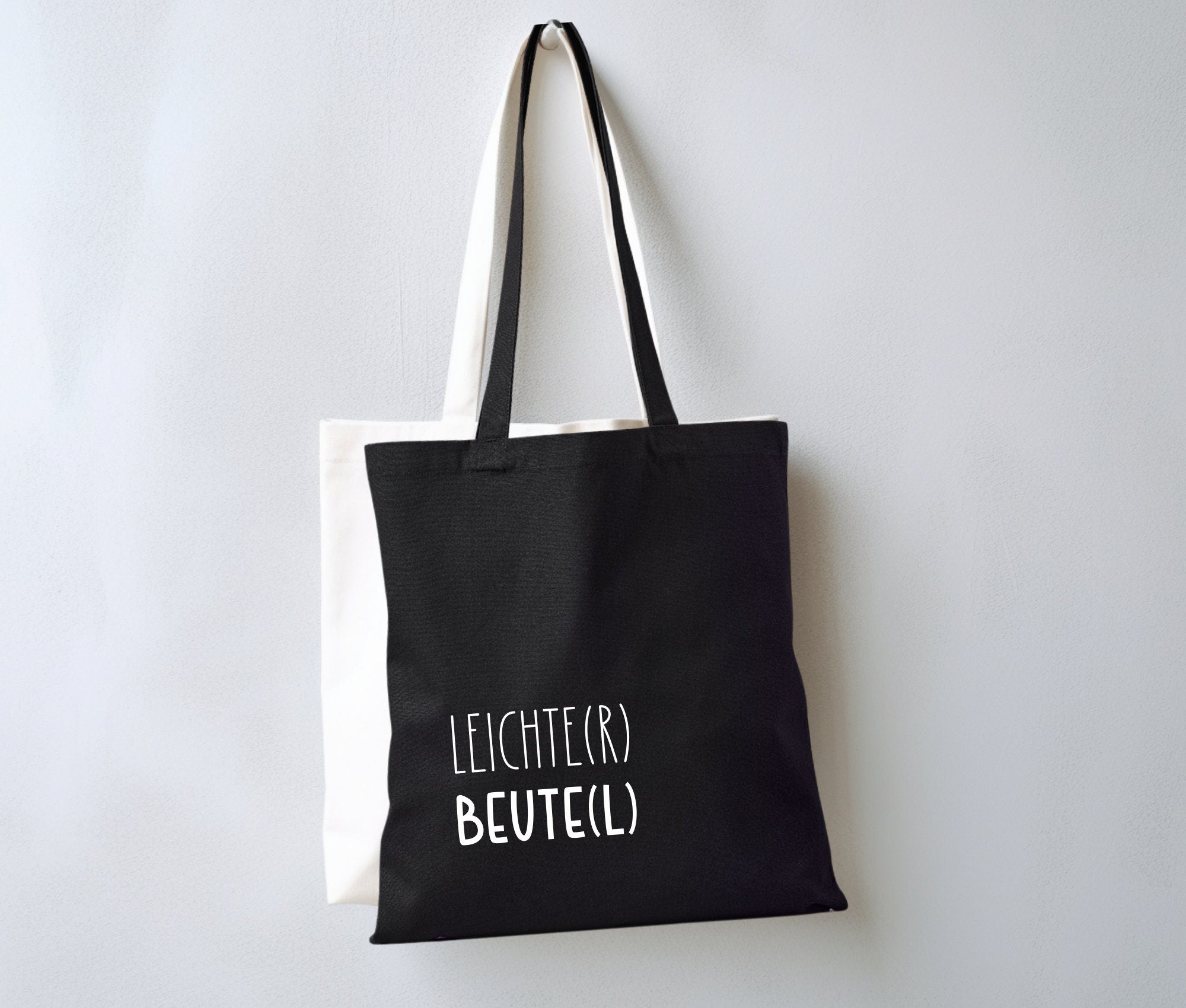 Jutebeutel | lustiger Spruch | witzige Stofftasche | Leichte(r) Beute(l)