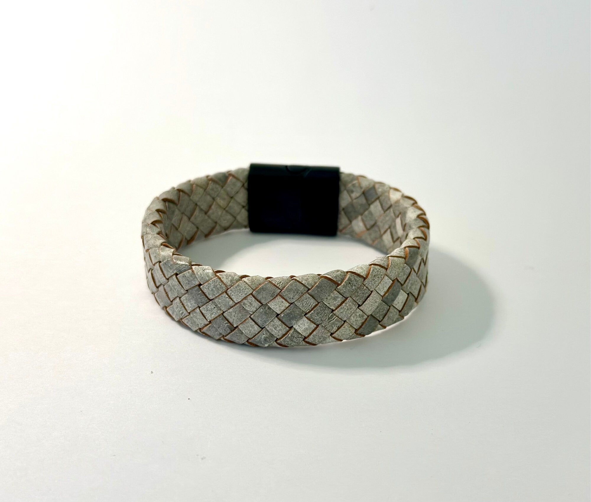 Beiges geflochtenes Lederarmband für Männer | Herrenarmband | Geschenk Mann