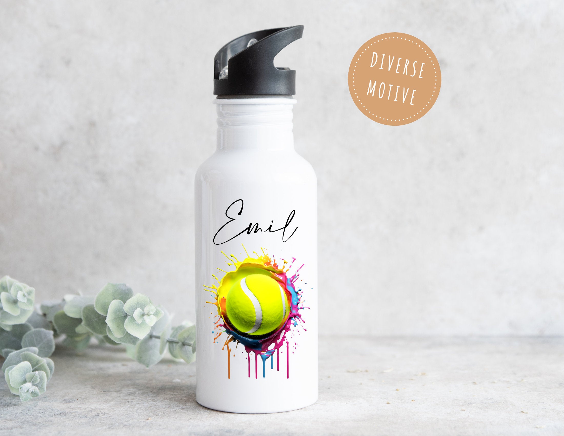 Edelstahl Trinkflasche | Tennis | Sportflasche Personalisierbar