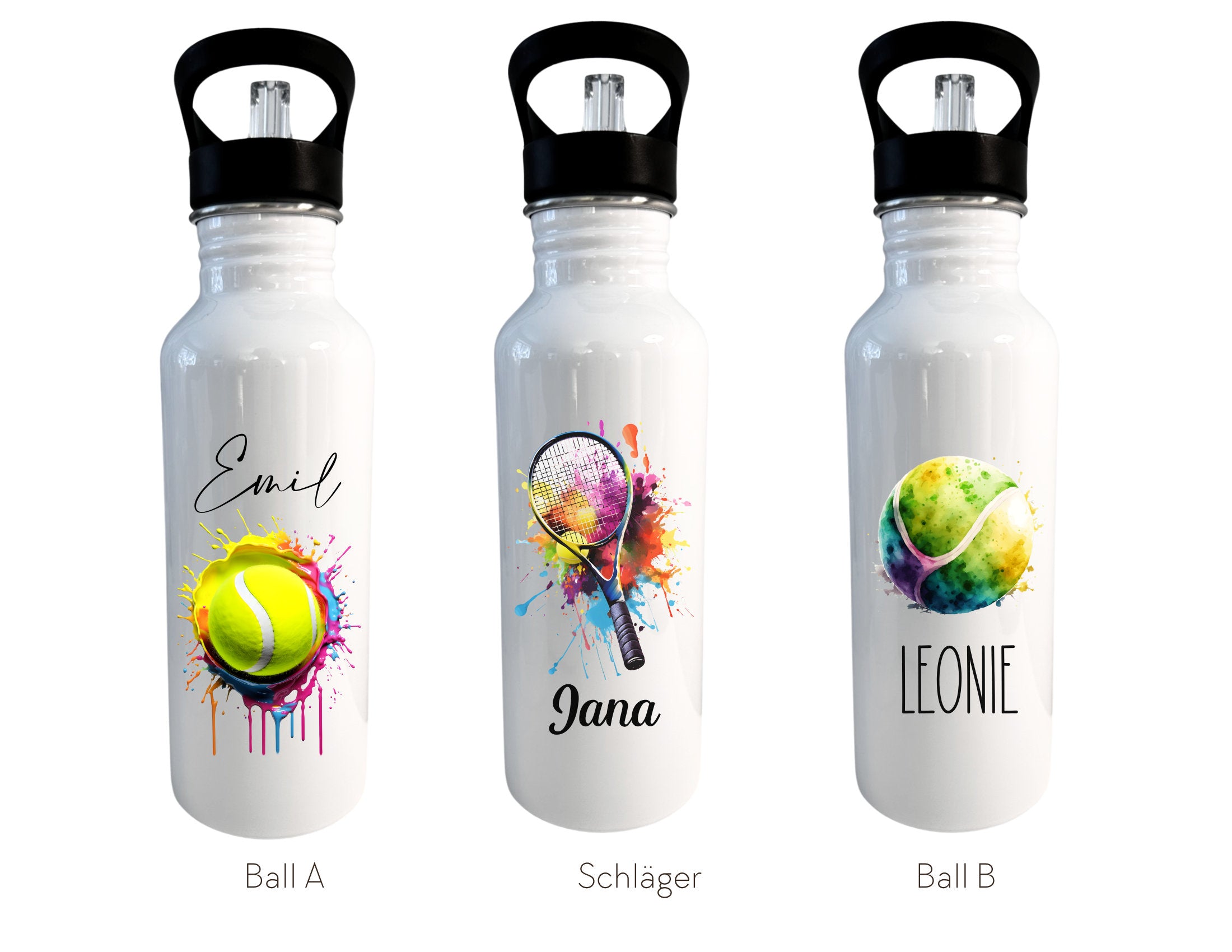 Edelstahl Trinkflasche | Tennis | Sportflasche Personalisierbar