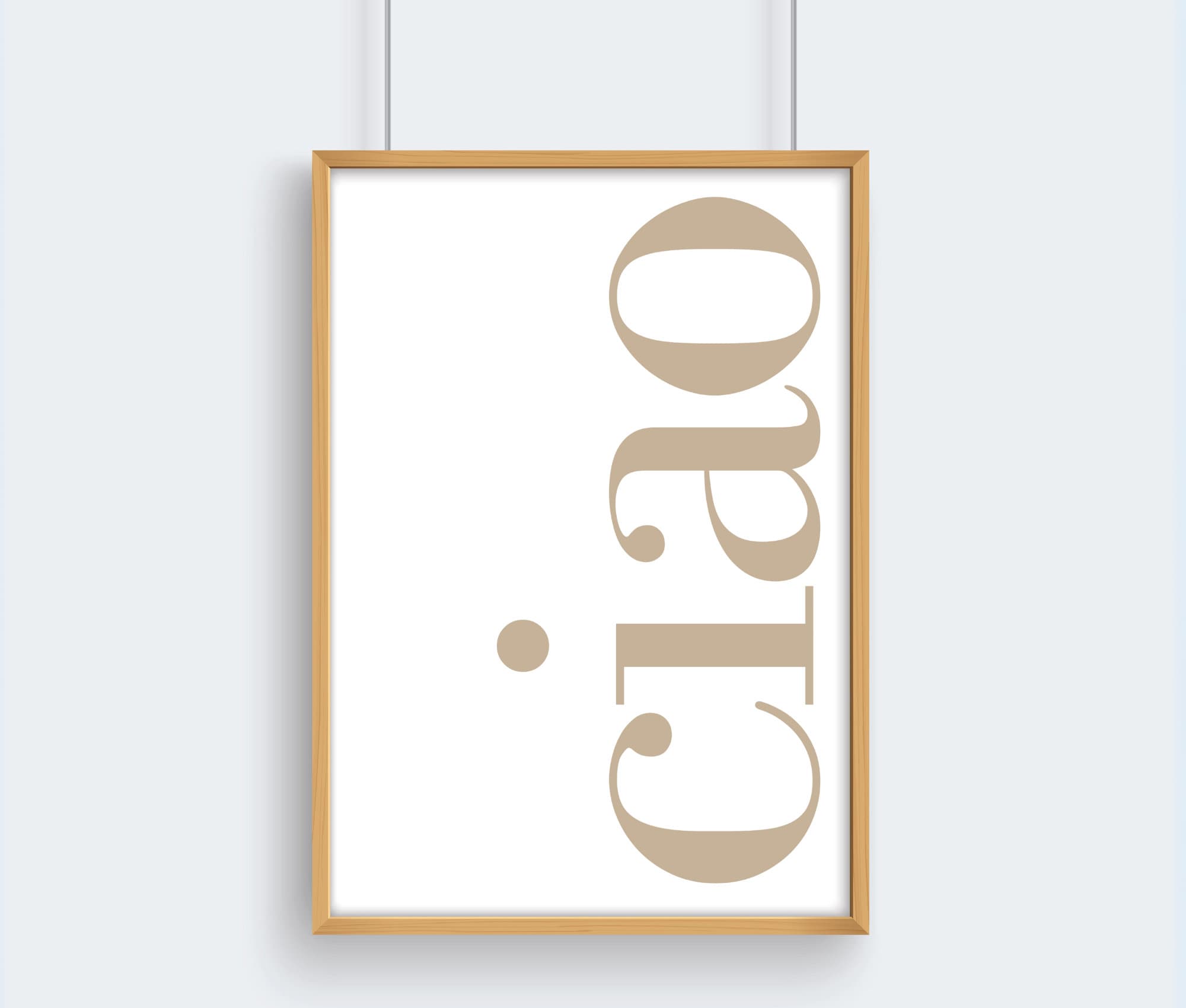 Ciao Typografie-Poster in beige | digitaler download