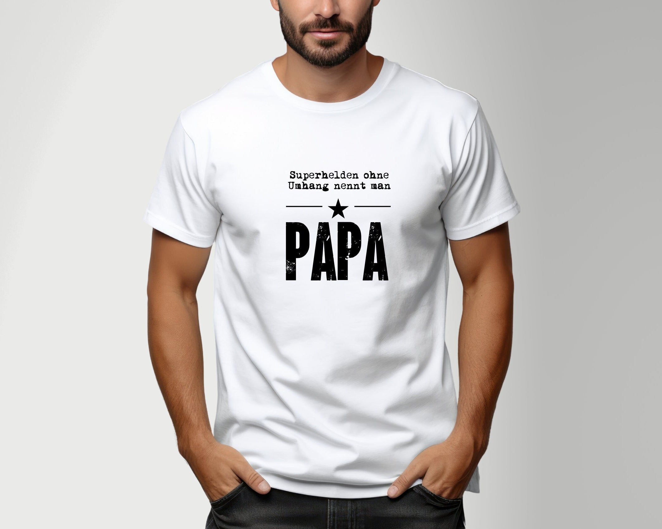 T-Shirt Papa | Superhelden ohne Umhnag nennt man Papa | in schwarz oder weiß