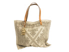 Baumwolltasche | Beach Bag | Tasche | Einkaufstasche | Strandtasche | Bast Anhänger | Quasten | Lederhenkel | Leder in beige oder türkis