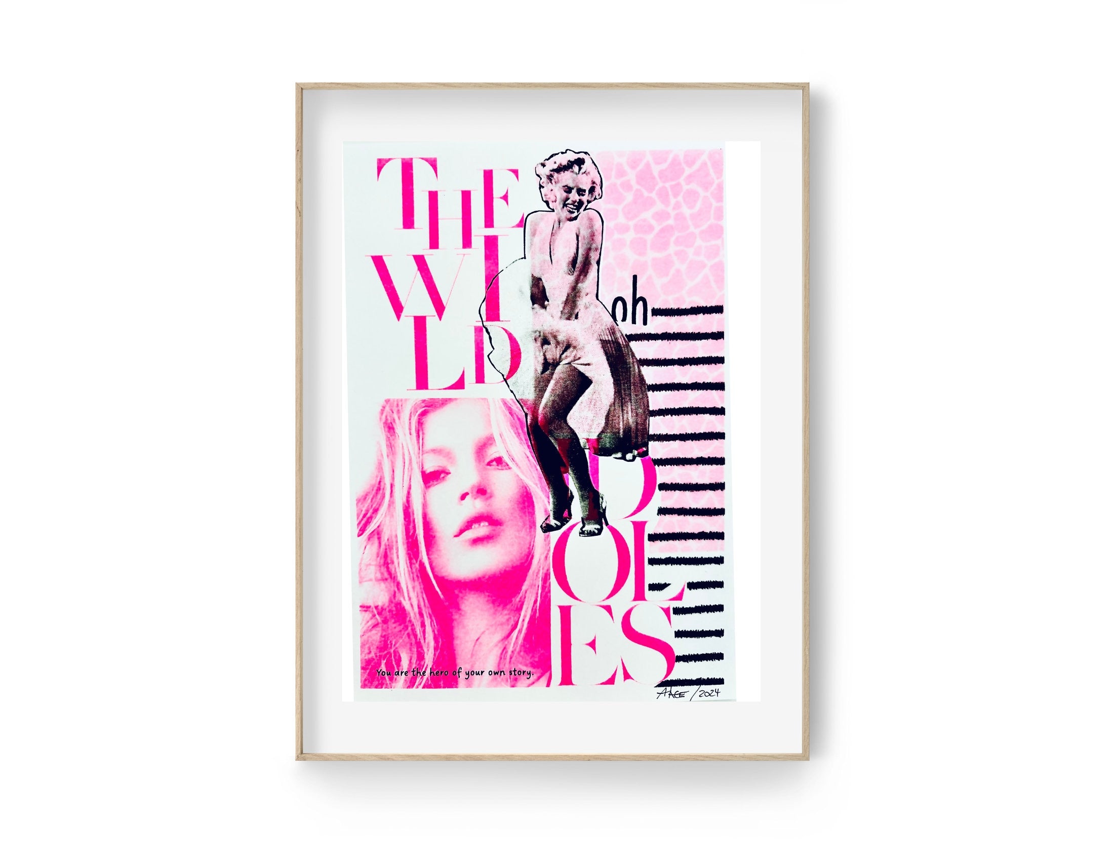 Original Risographie | Druck Riso | DIN A4 | The Wild Idols | neon pink schwarz