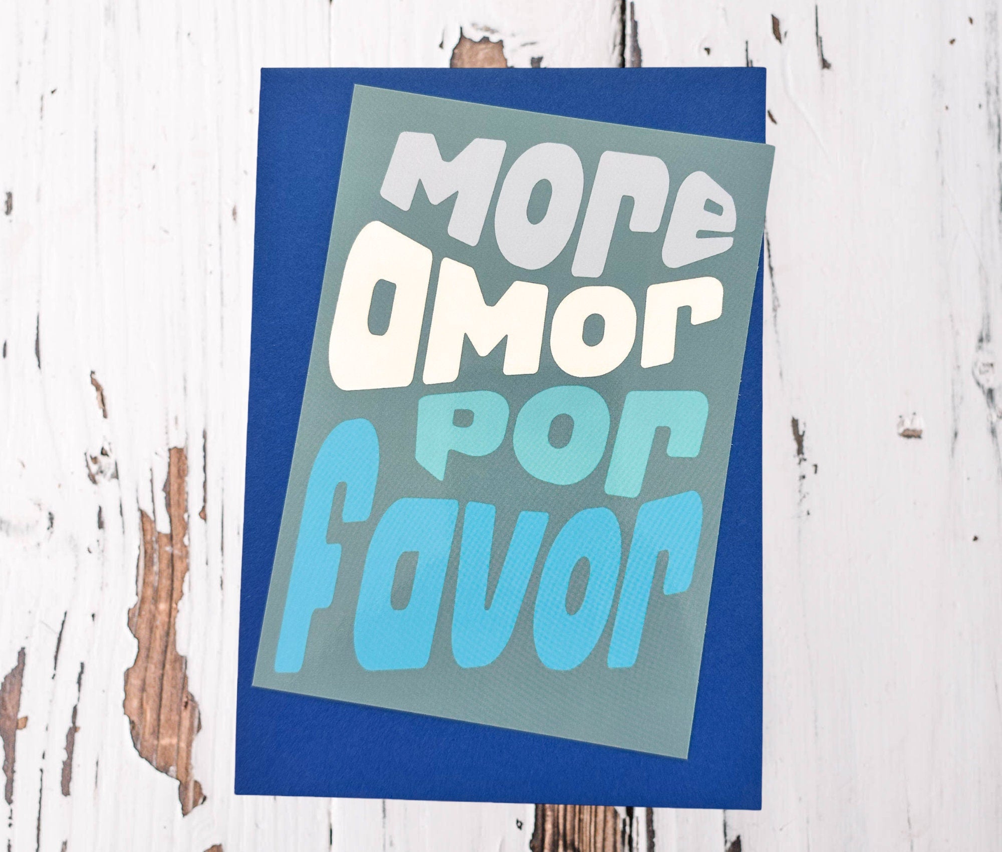 Karte | More amor por favor | blau türkis