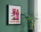 Poster Risographie | Riso Print | Kaffee Espressomaschine | But First Coffee | Digitaler Download