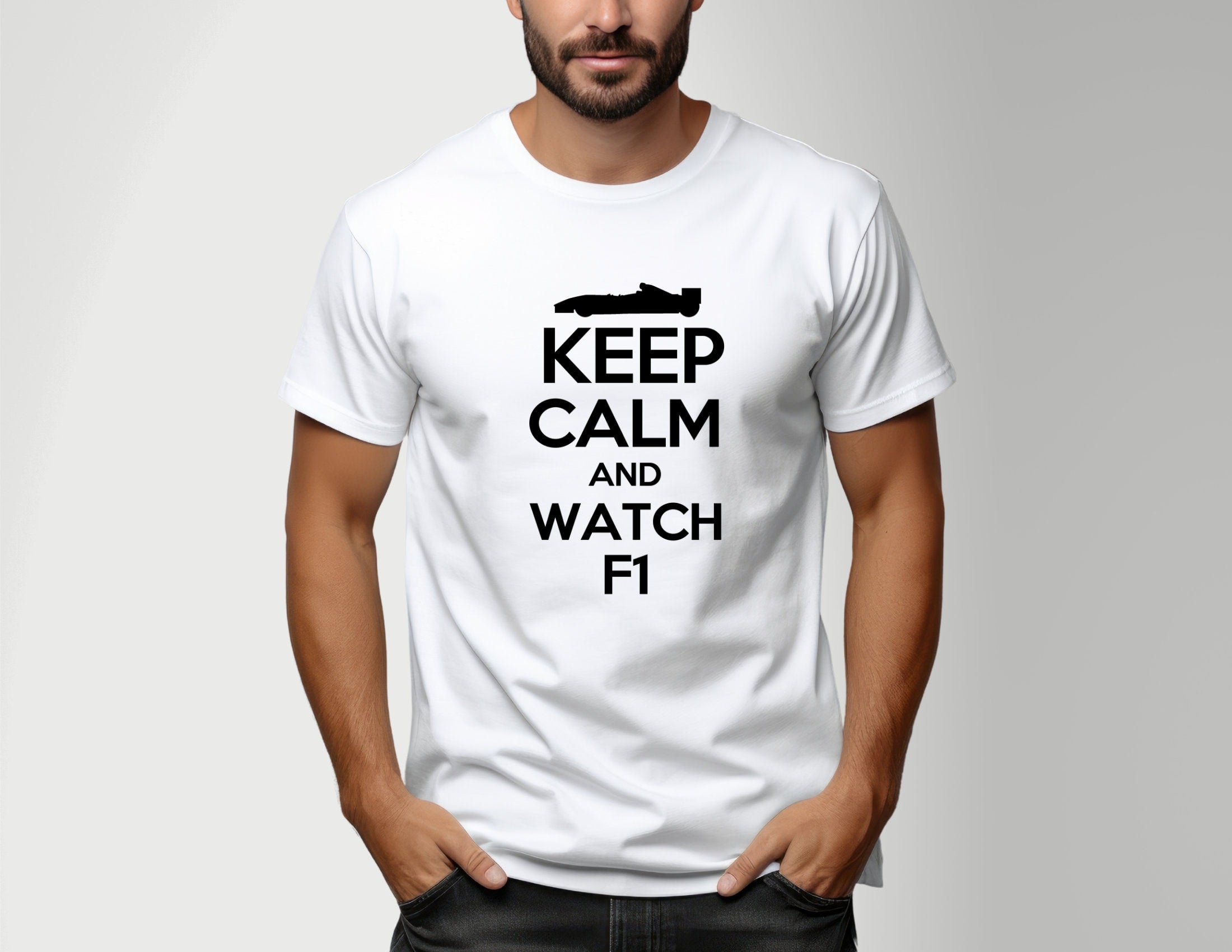 T-Shirt Race Day | Formel 1 | Keep Calm and Watch F1 | weiß, schwarz