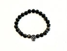 Armband mit Totenkopf | Schädel | Skull | Männerarmband | Perlenarmband | Steinperlen grau