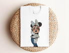 T-Shirt | Glitzer Maus | Minnie mit Sonnenbrille in Jeans | Strass | weiß