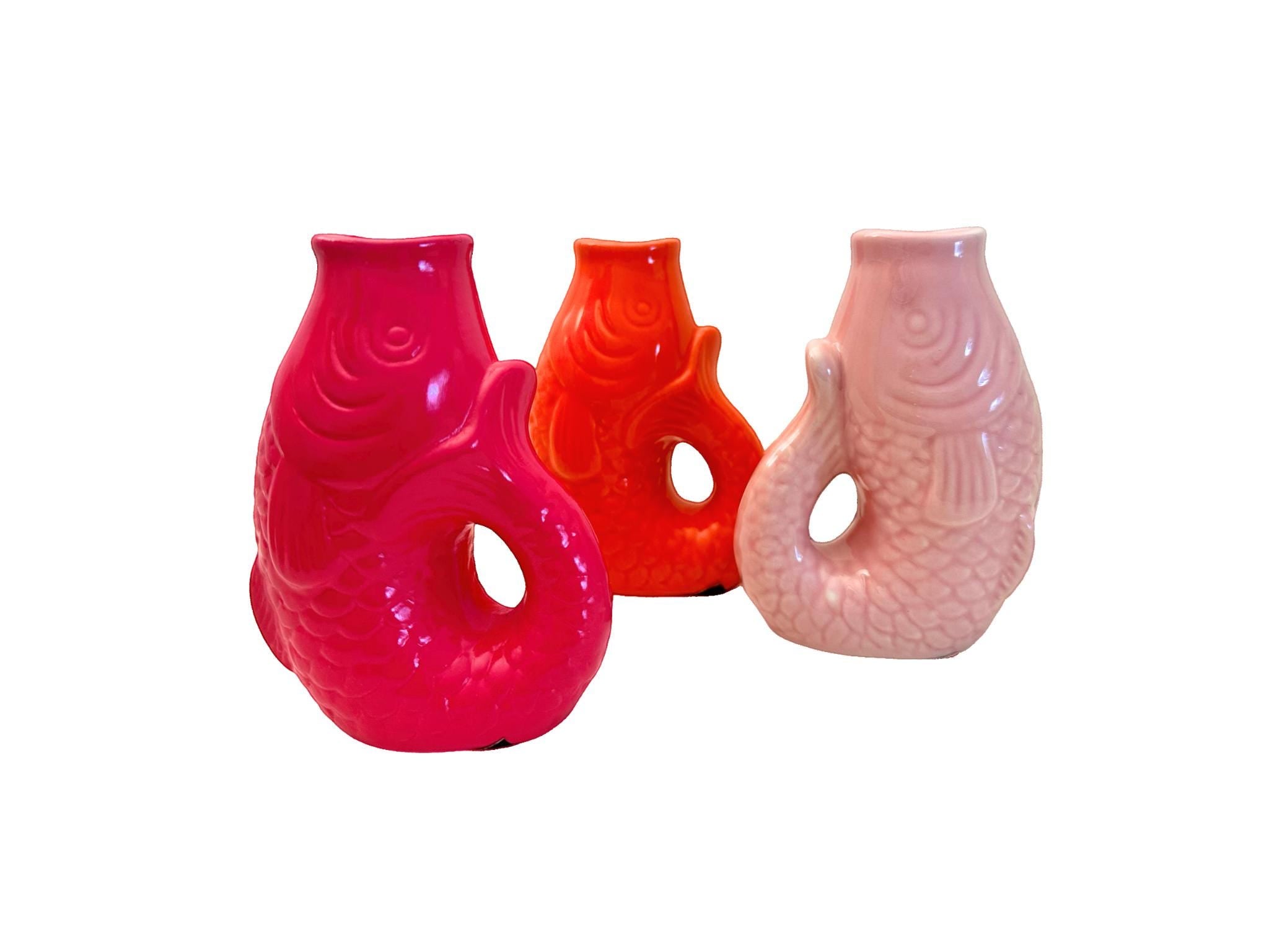 Kleine poppige Vase im Fisch-Look | Fisch-Vase in pink, orange und rosa
