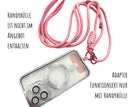 Bunte Handyketten | universal Schnur Band für Mobiltelefone inkl. Adapter | pink | Smiley Anhänger | Ketten Glieder in pink