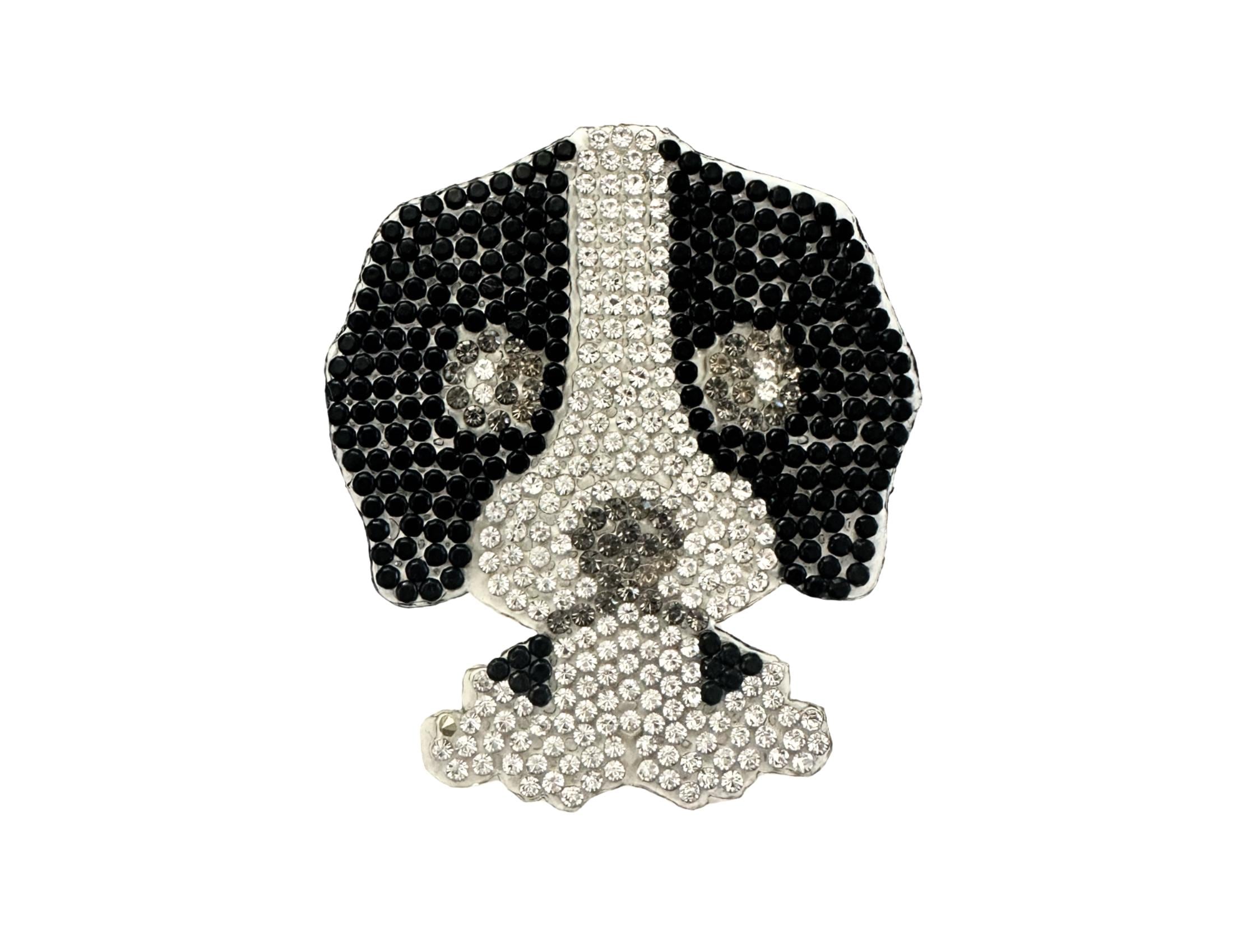 Hund aus Strass | DIY Patch | Motiv zum Aufbügeln | Glitzer | Hotfix Bügelbild