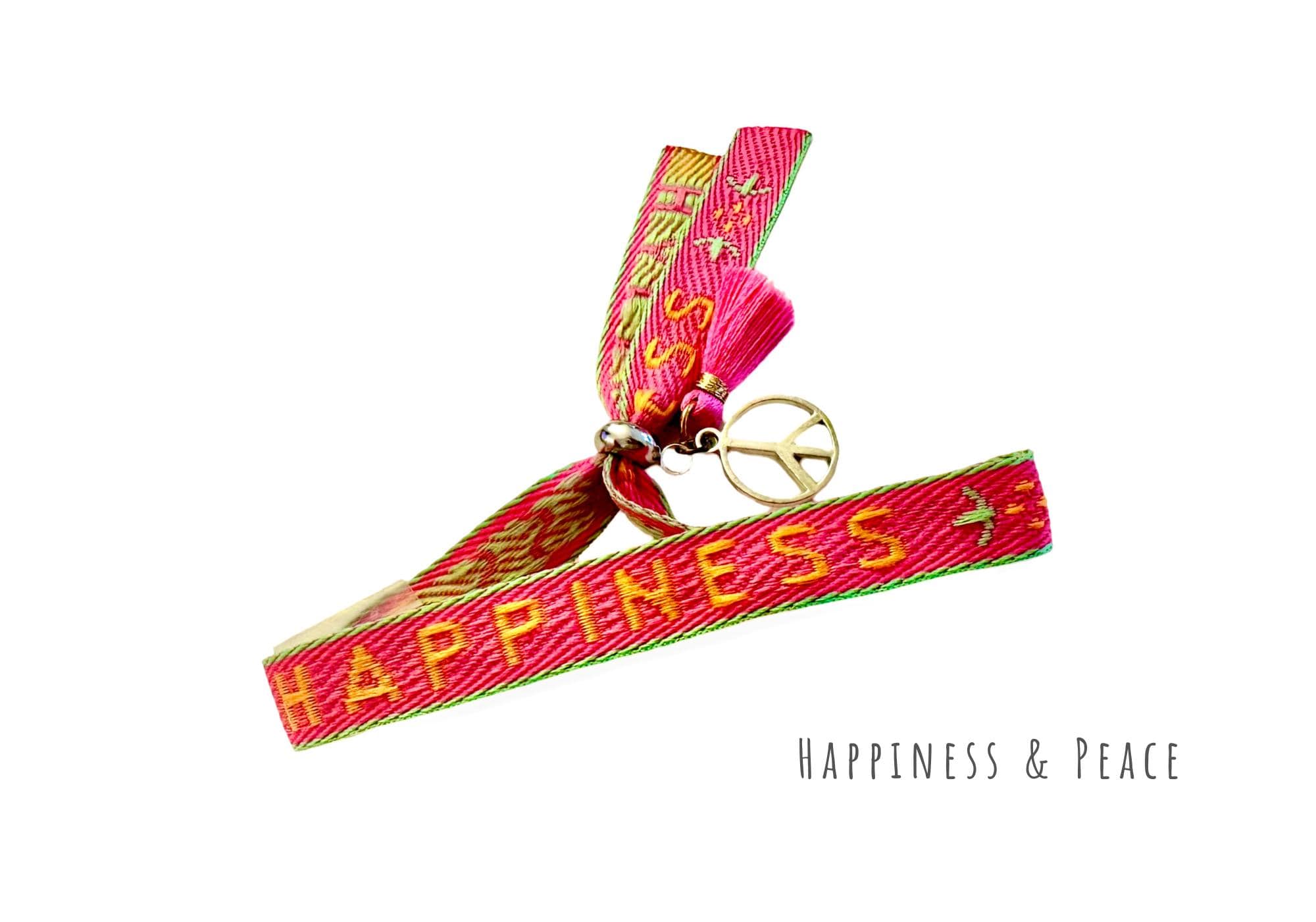 Festival Bändchen orange pink | Stoff Armband | Happiness Love | zarte Gliederarmbänder gold silber