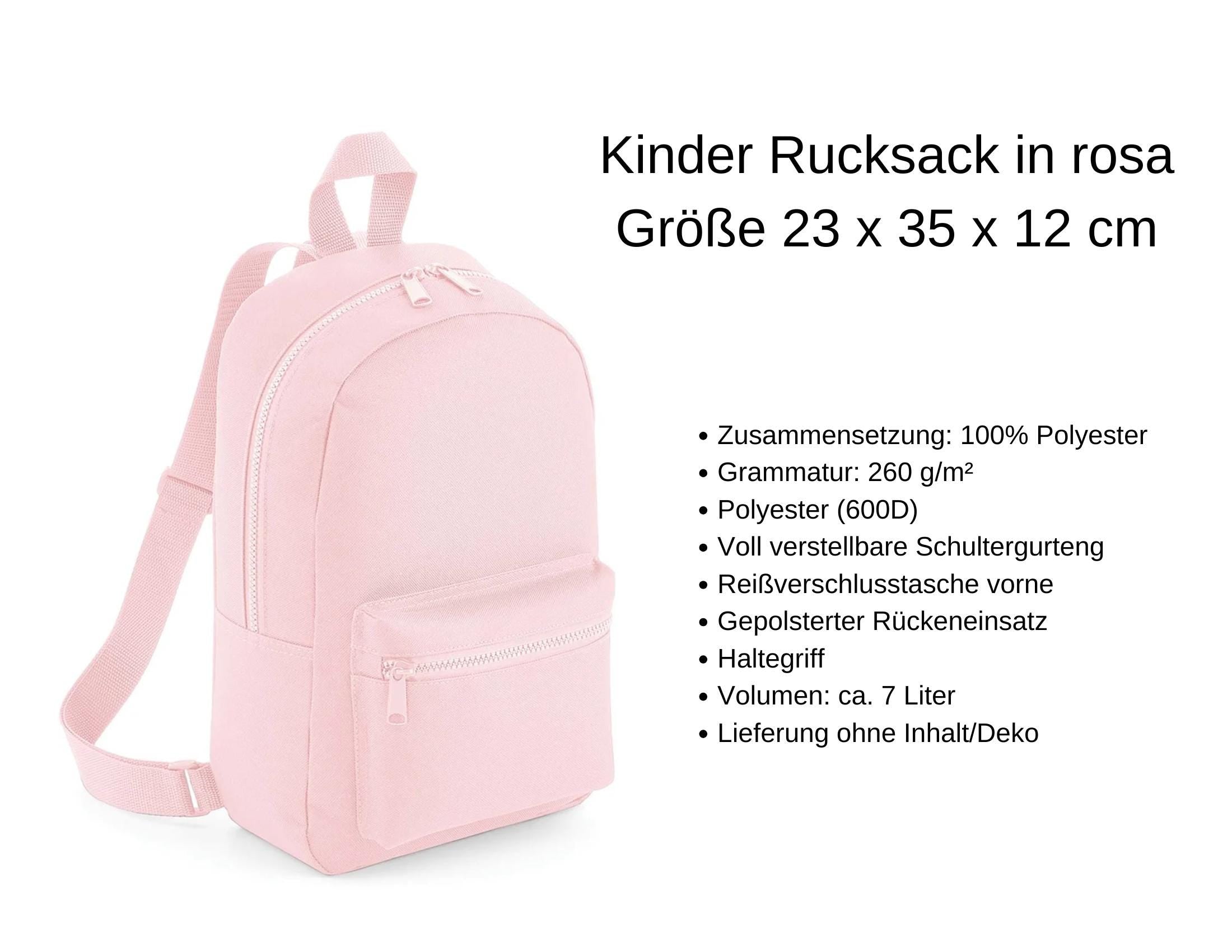 Rucksack für Kinder | kleine Tasche in rosa mit Glitzer Regenbogen | Kita Tasche