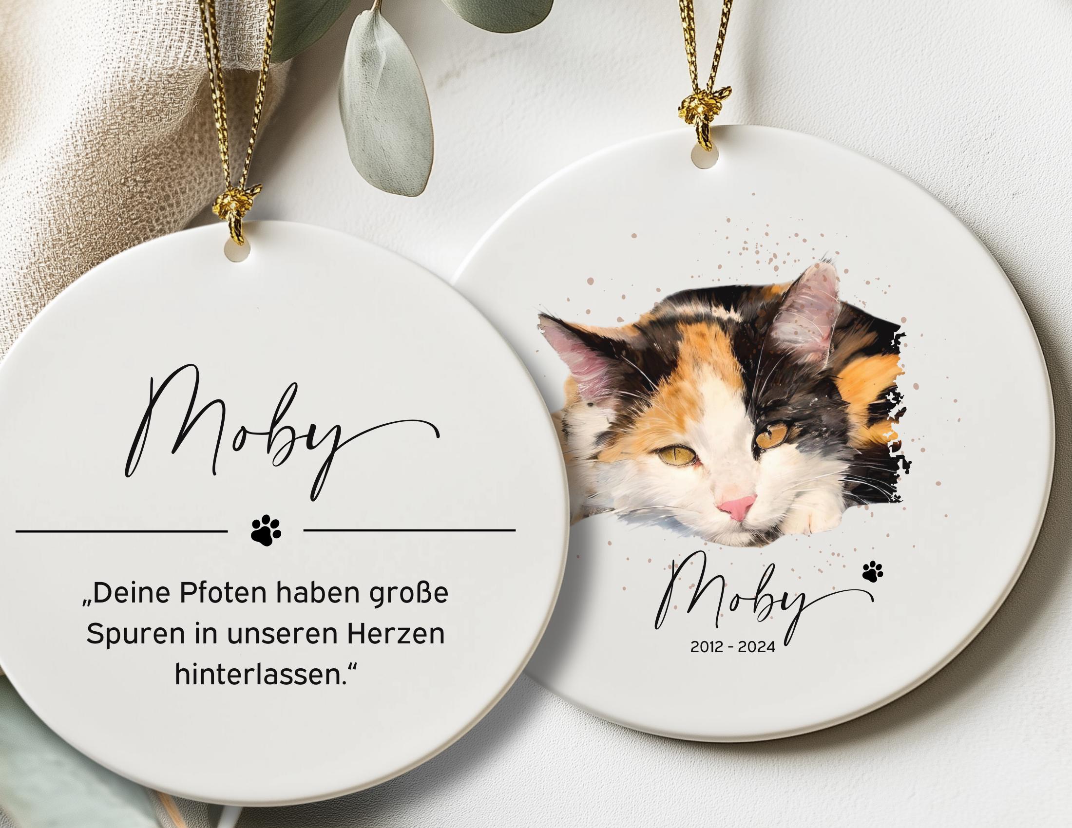 Ornament | Personalisiert | Haustier Aquarell nach Foto + Name | benutzerdefiniertes Ornament | Hund, Katze, Pferd | Erinnerung