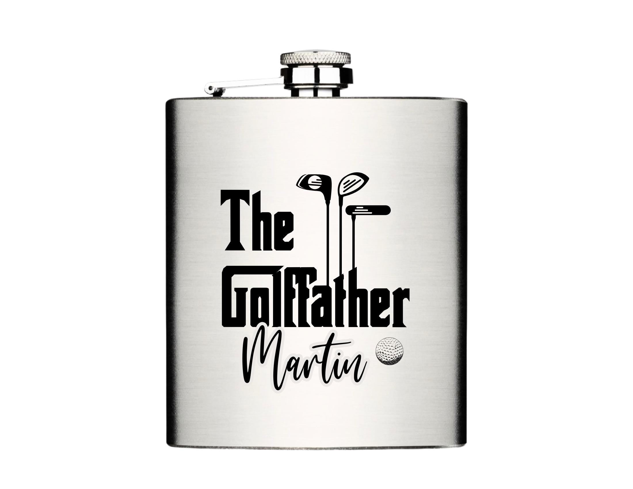 Flachmann "The Golffather" | personalisiertes Geschenk für Golfer | Edelstahl Trinkflasche | Lasergravur