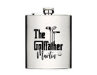 Flachmann &quot;The Golffather&quot; | personalisiertes Geschenk für Golfer | Edelstahl Trinkflasche | Lasergravur