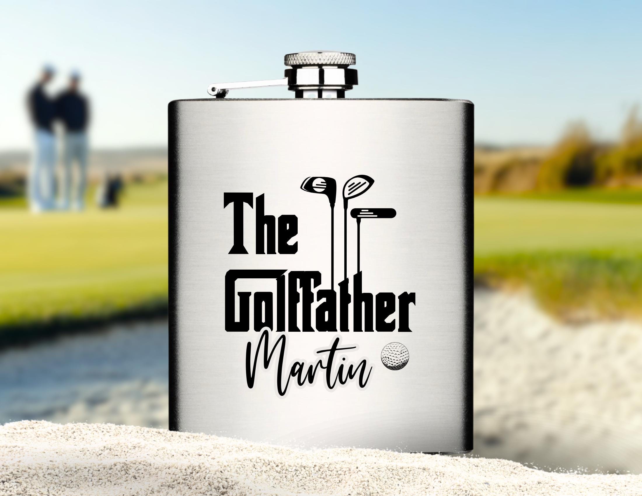 Flachmann "The Golffather" | personalisiertes Geschenk für Golfer | Edelstahl Trinkflasche | Lasergravur