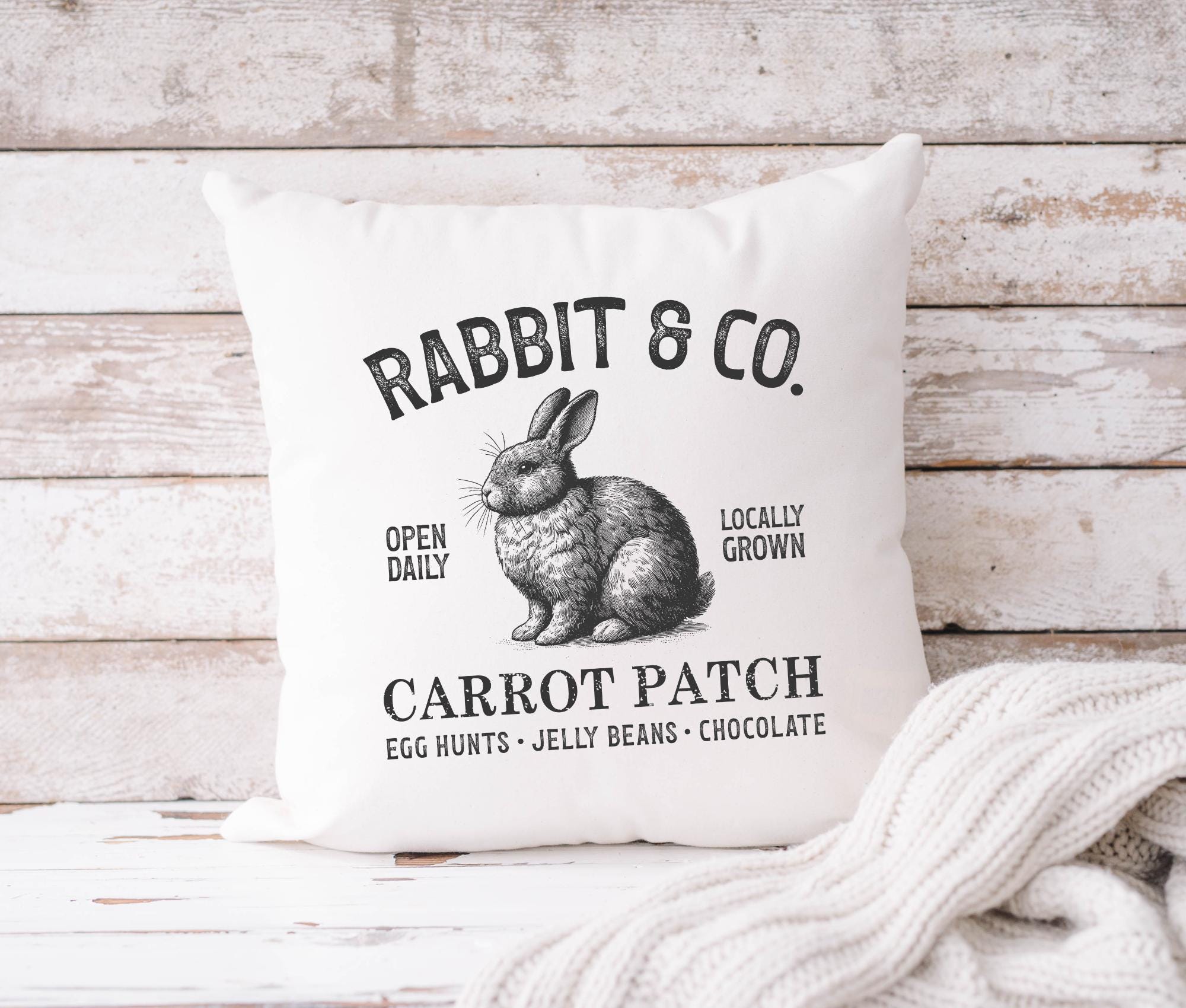 Kissen Osterhase | Vintage Motiv | Ostern Hase | Rabbit | schwarz weiß | 40 x 40 cm