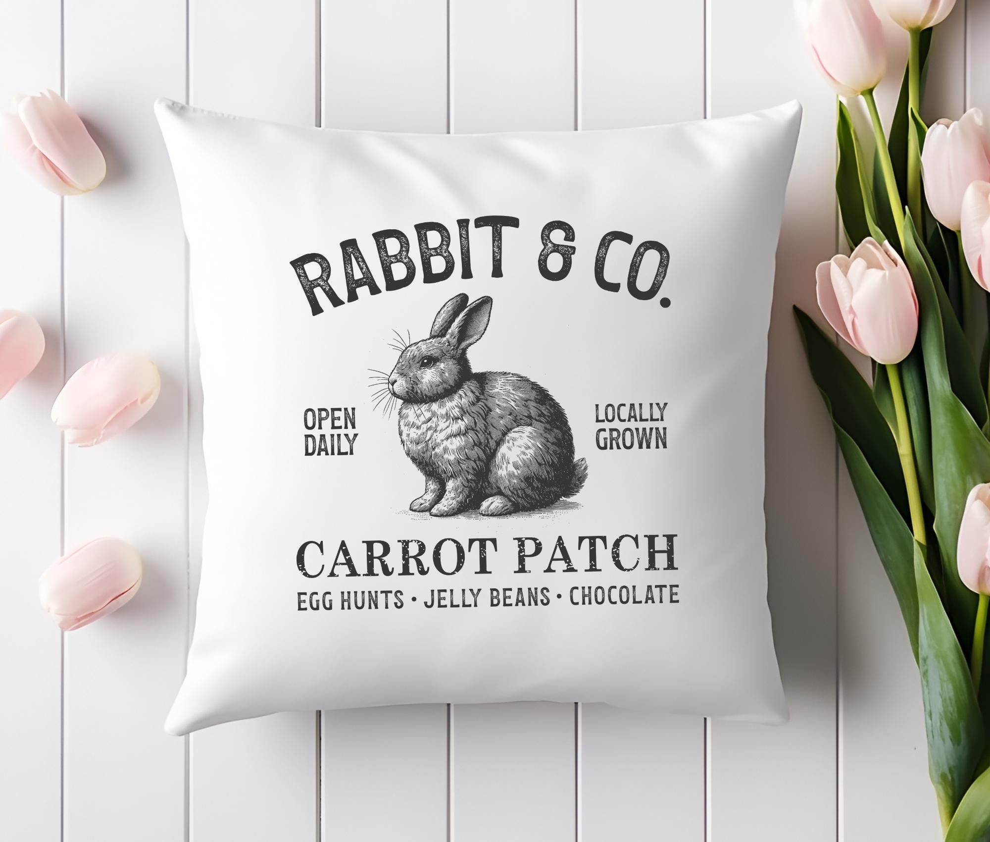 Kissen Osterhase | Vintage Motiv | Ostern Hase | Rabbit | schwarz weiß | 40 x 40 cm