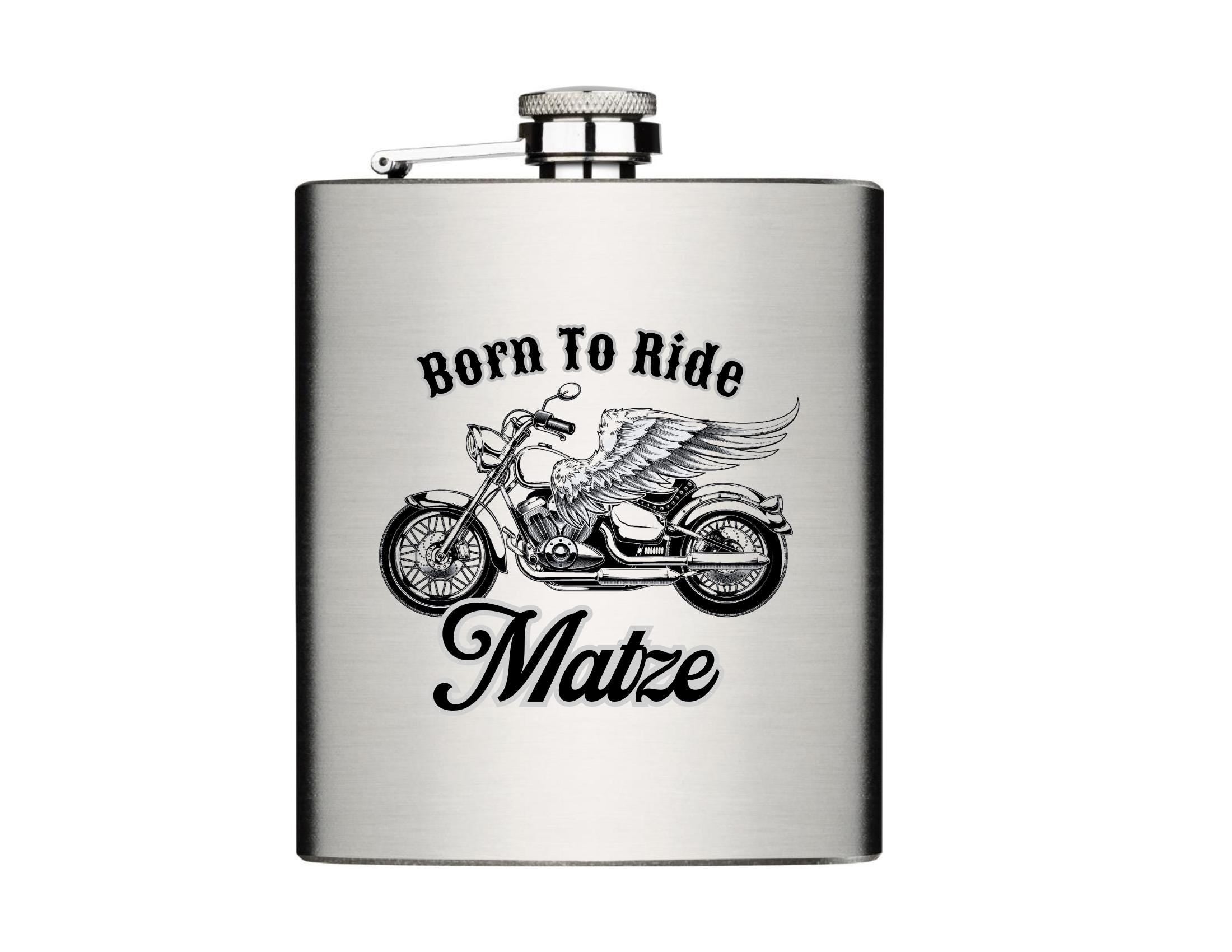 Flachmann | personalisiertes Geschenk für Biker | Trinkflasche Edelstahl mit Namen