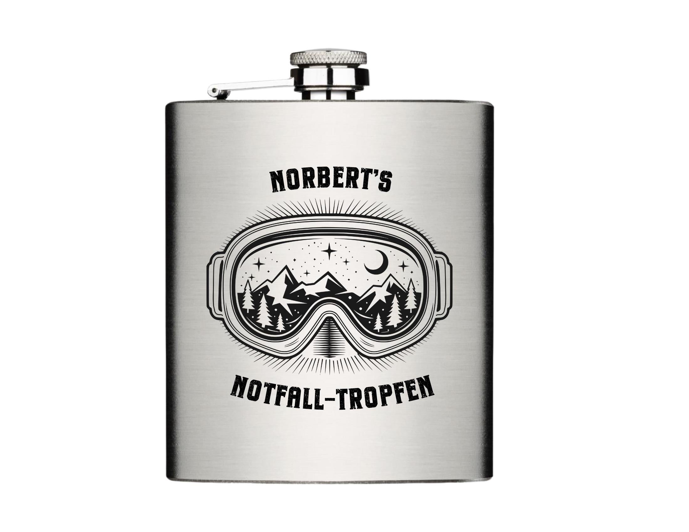 Flachmann für Skifahrer | personalisiertes Geschenk | Edelstahl Trinkflasche | Lasergravur