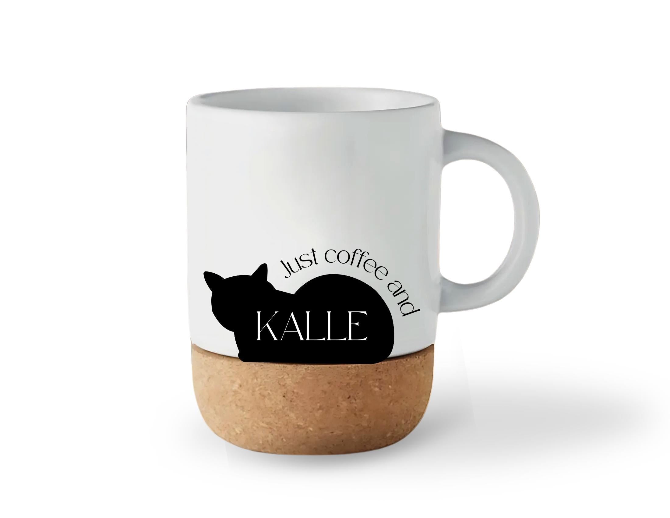 Tasse mit Kork | personalisiert | Katze Katzentasse | Keramiktasse Kork Name | Geschenk Cat Mom