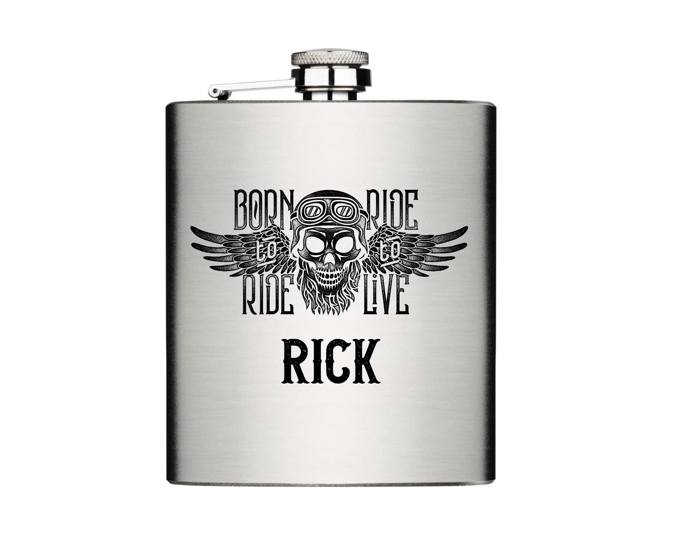 Flachmann | personalisiertes Geschenk für Biker | Trinkflasche Edelstahl mit Namen