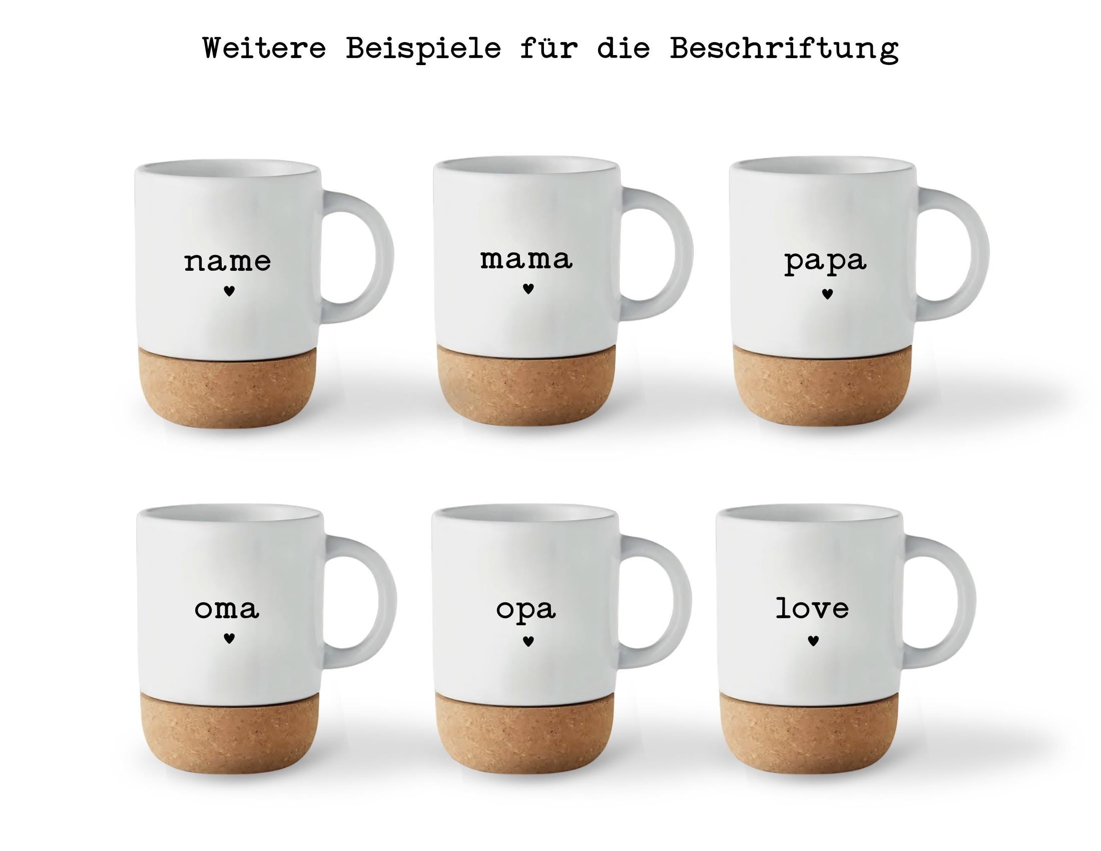 Tasse mit Kork | personalisiert | Geschenk Mutter Vater Oma Opa | Keramiktasse Name