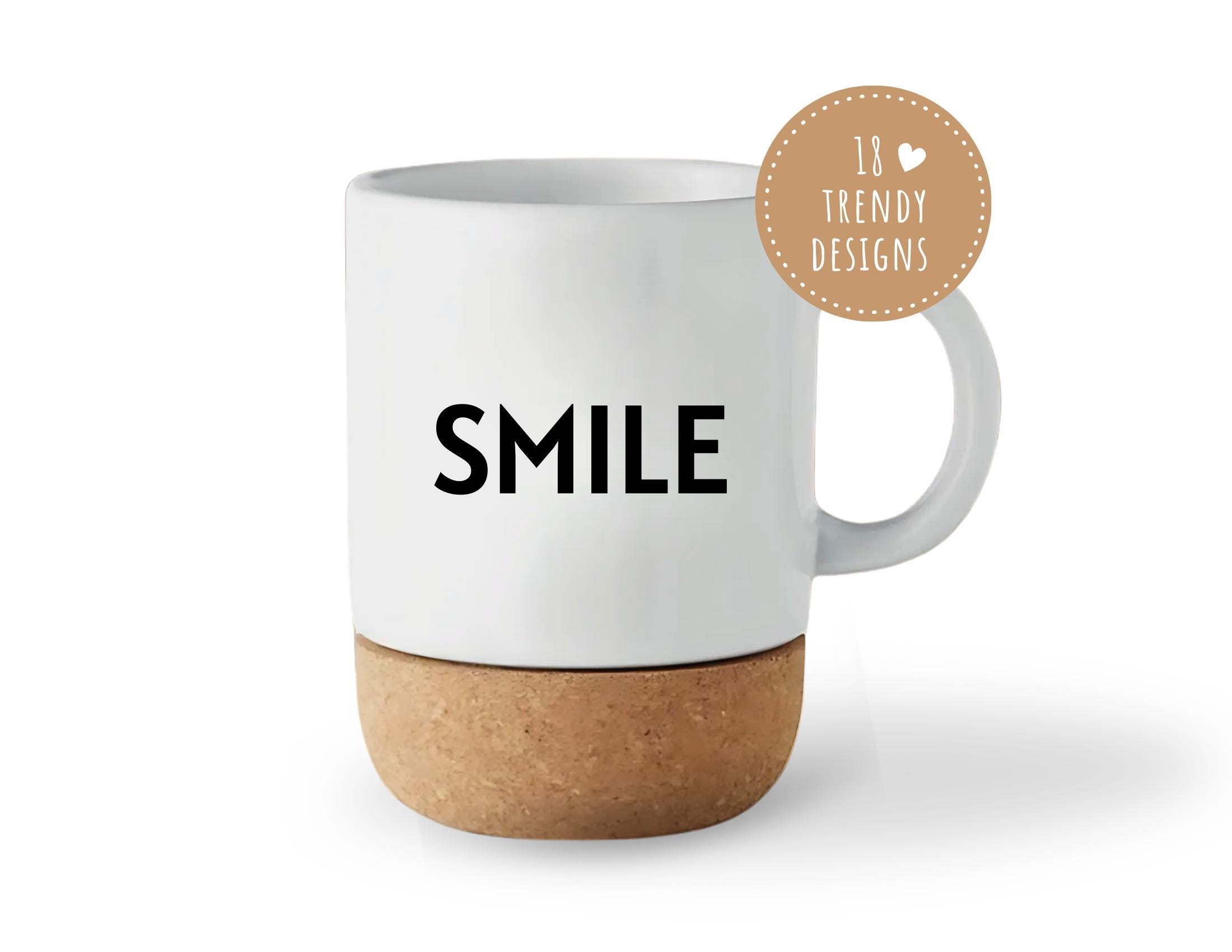 Tasse mit Kork | Mom, Dad, Oma, Opa | Keramiktasse Muttertag Vatertag | Smile, Happy, Hero, Love, Rock, Punk, Dream, Relax