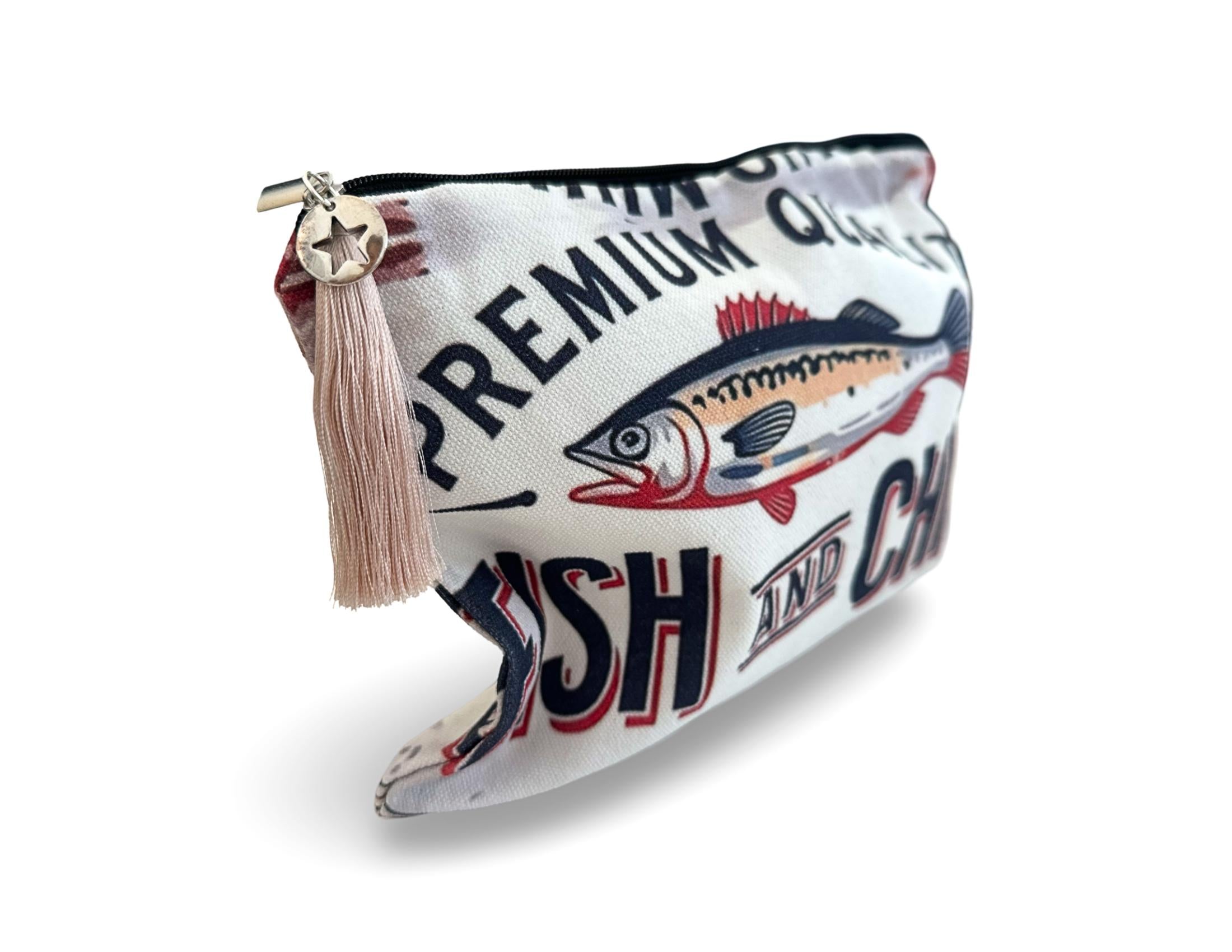 Bunte Sardines Kosmetiktasche | Schminktasche bedruckt | mit Anhänger