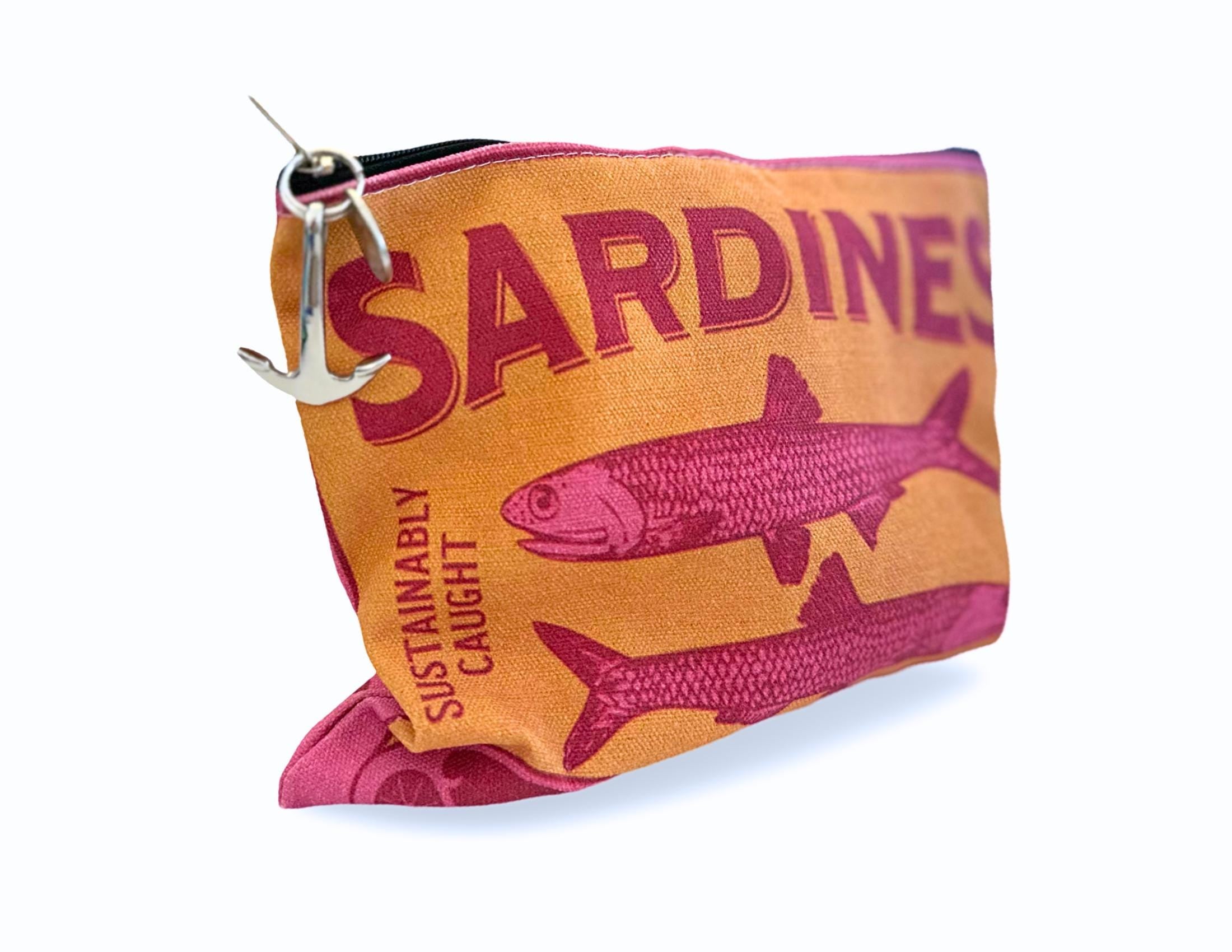 Bunte Sardines Kosmetiktasche | Schminktasche bedruckt | mit Anhänger