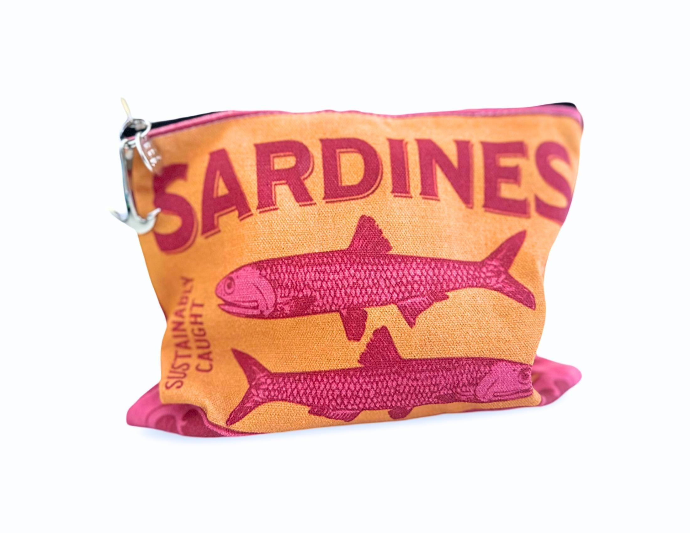 Bunte Sardines Kosmetiktasche | Schminktasche bedruckt | mit Anhänger