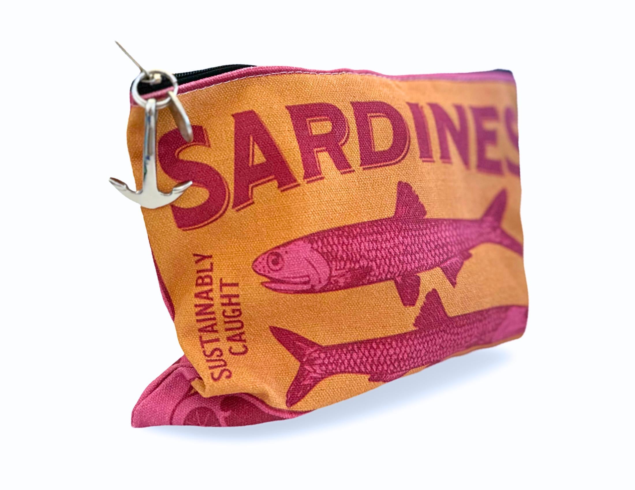 Bunte Sardines Kosmetiktasche | Schminktasche bedruckt | mit Anhänger