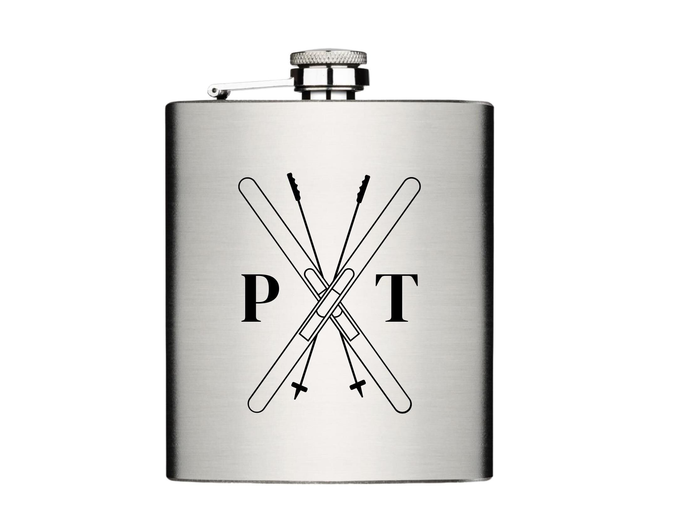 Flachmann für Skifahrer | personalisiertes Geschenk | Edelstahl Trinkflasche | Lasergravur