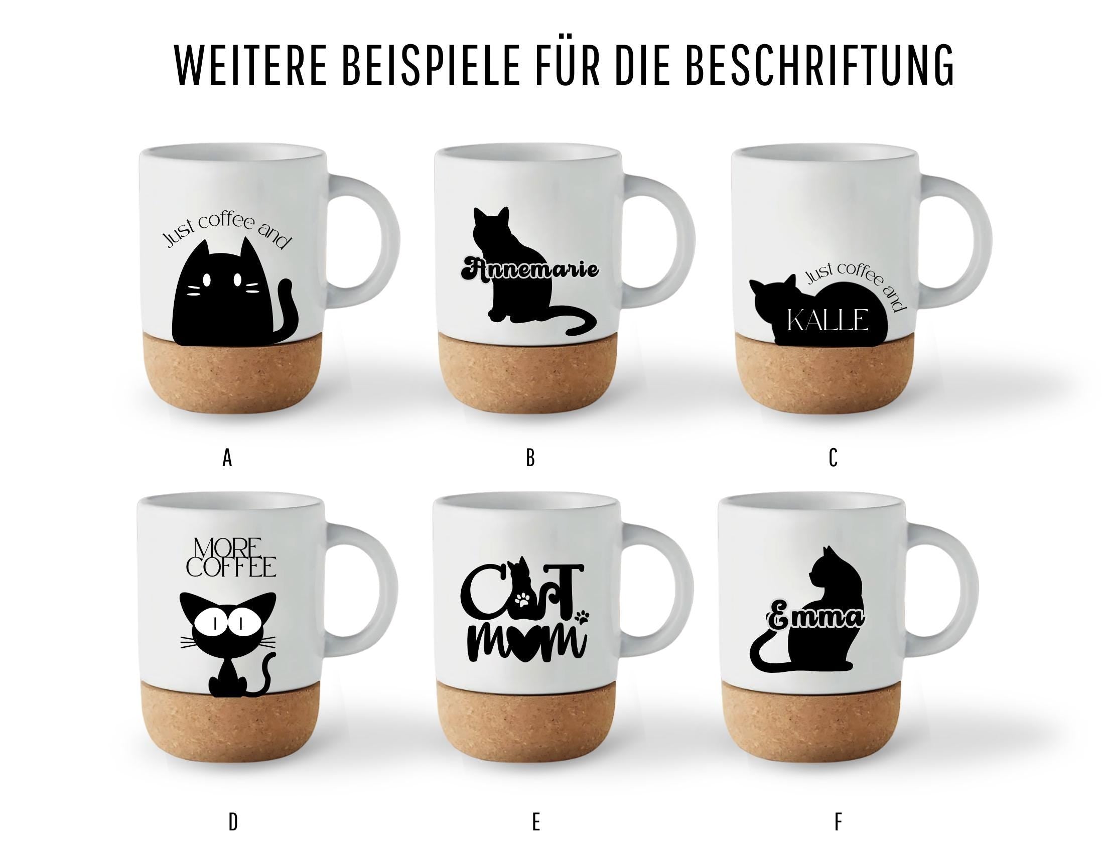 Tasse mit Kork | personalisiert | Katze Katzentasse | Keramiktasse Kork Name | Geschenk Cat Mom