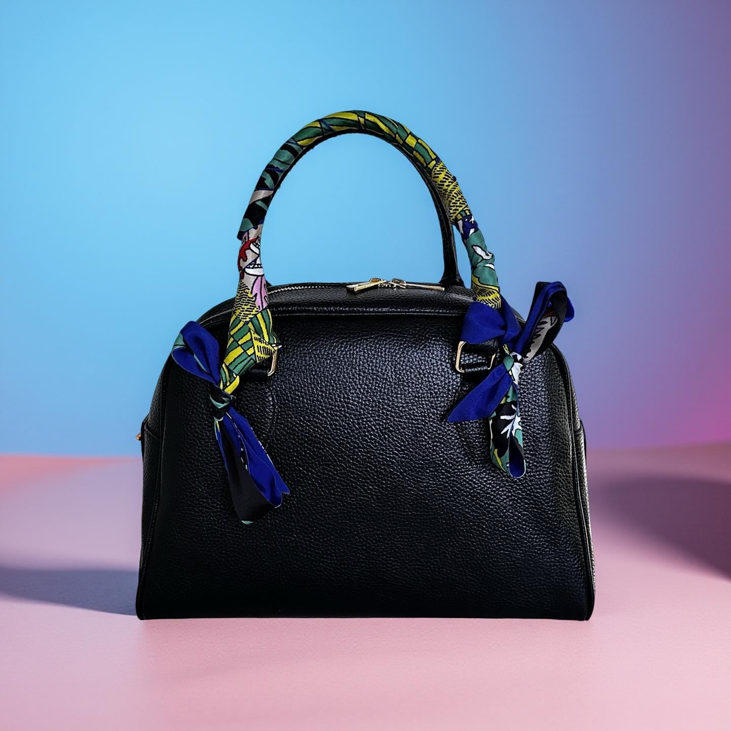Schmaler seidiger Schal | Twilly Handtasche Griff | Wrap | Tuch | Haarband | Armband | Foulard | Taschenband | Vintage Stil blau grün